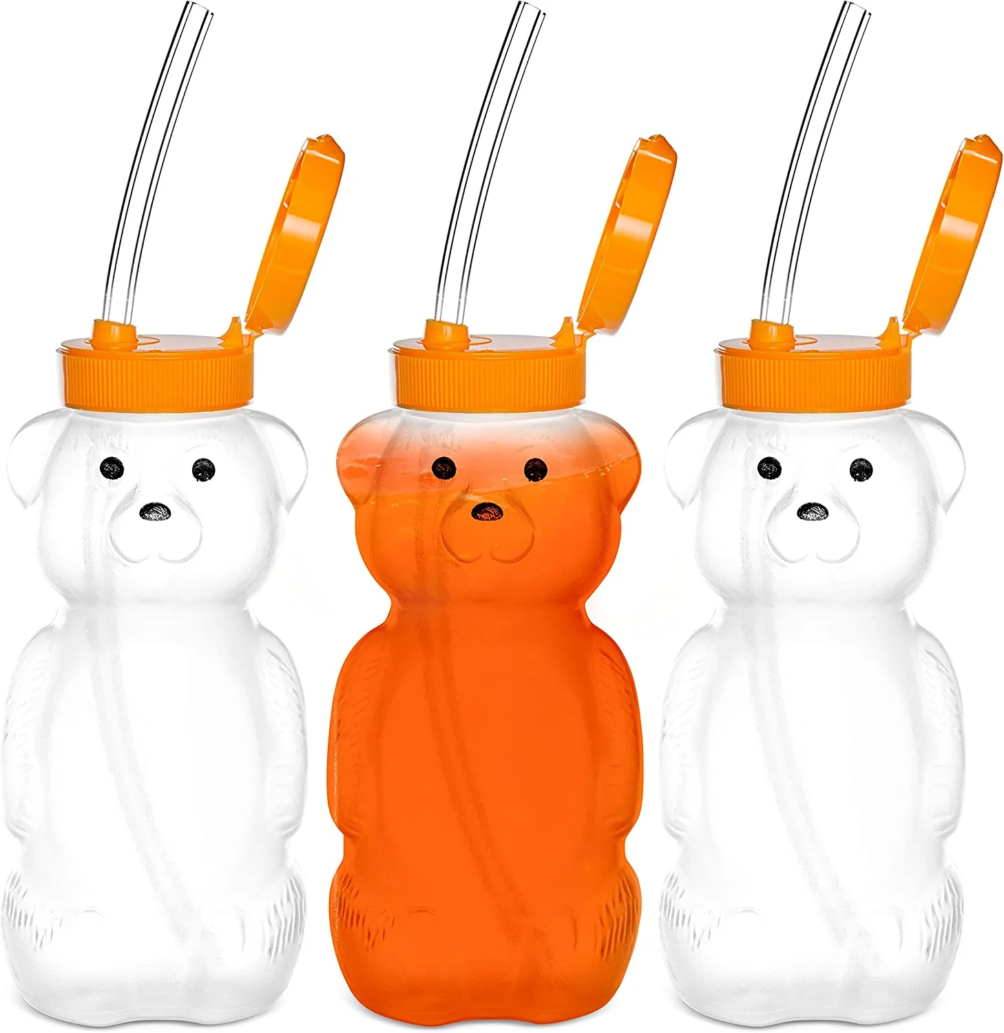 3-pack Juice Bear Bottle Drinking Cup with Long Straws (8 Ounces) - Image 7