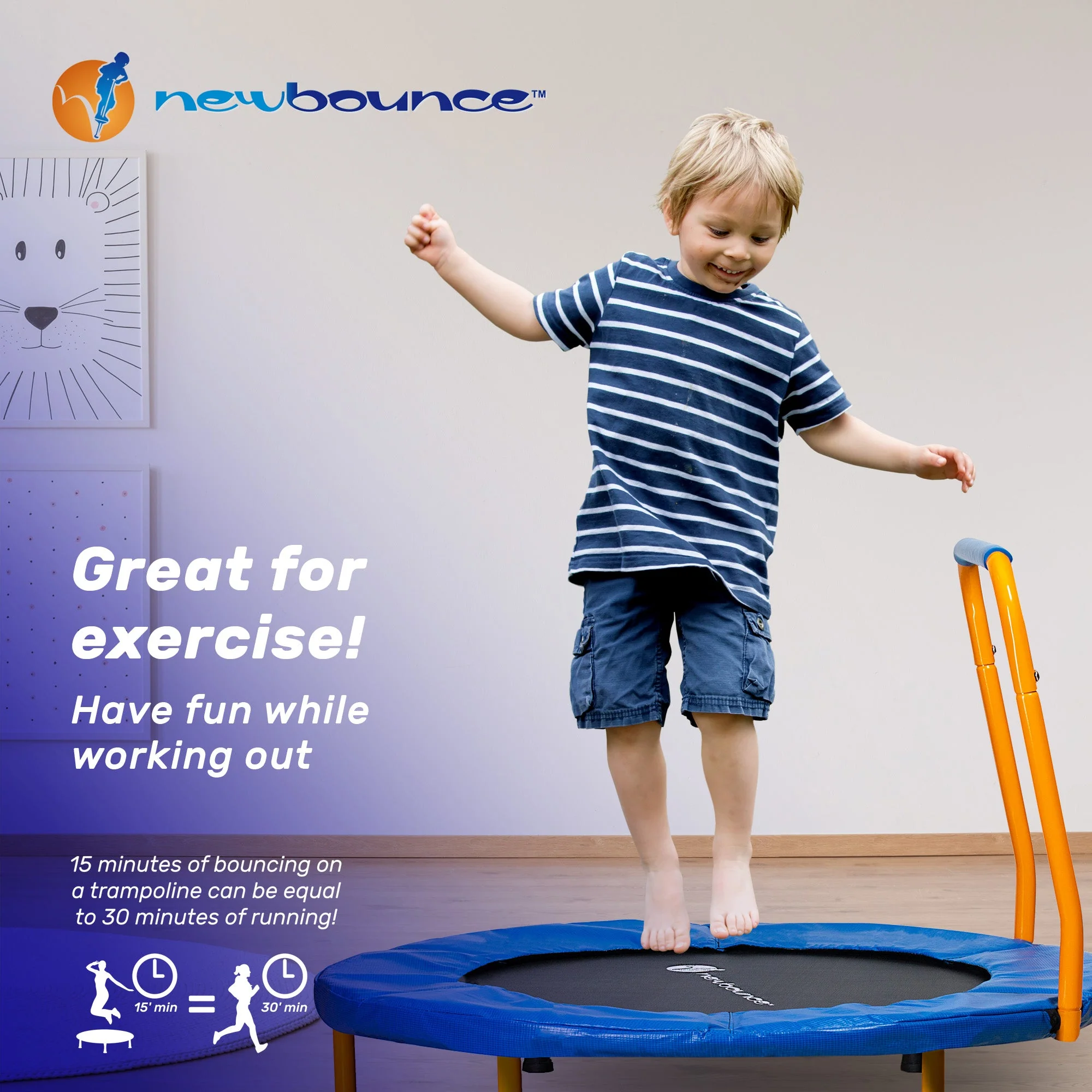 36" Mini Trampoline with Handlebar - Image 5