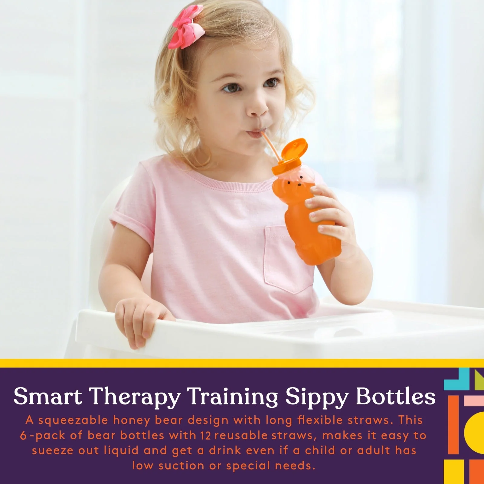 6-pack Juice Bear Bottle Drinking Cup with Long Straws (8 Ounces) - Image 4
