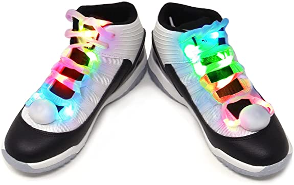 7 Color Strobe LED Light Up Shoe Laces Flashing Glow in the Dark White Tie Shoelaces for Sneakers, Skates, 45 inch - Image 2