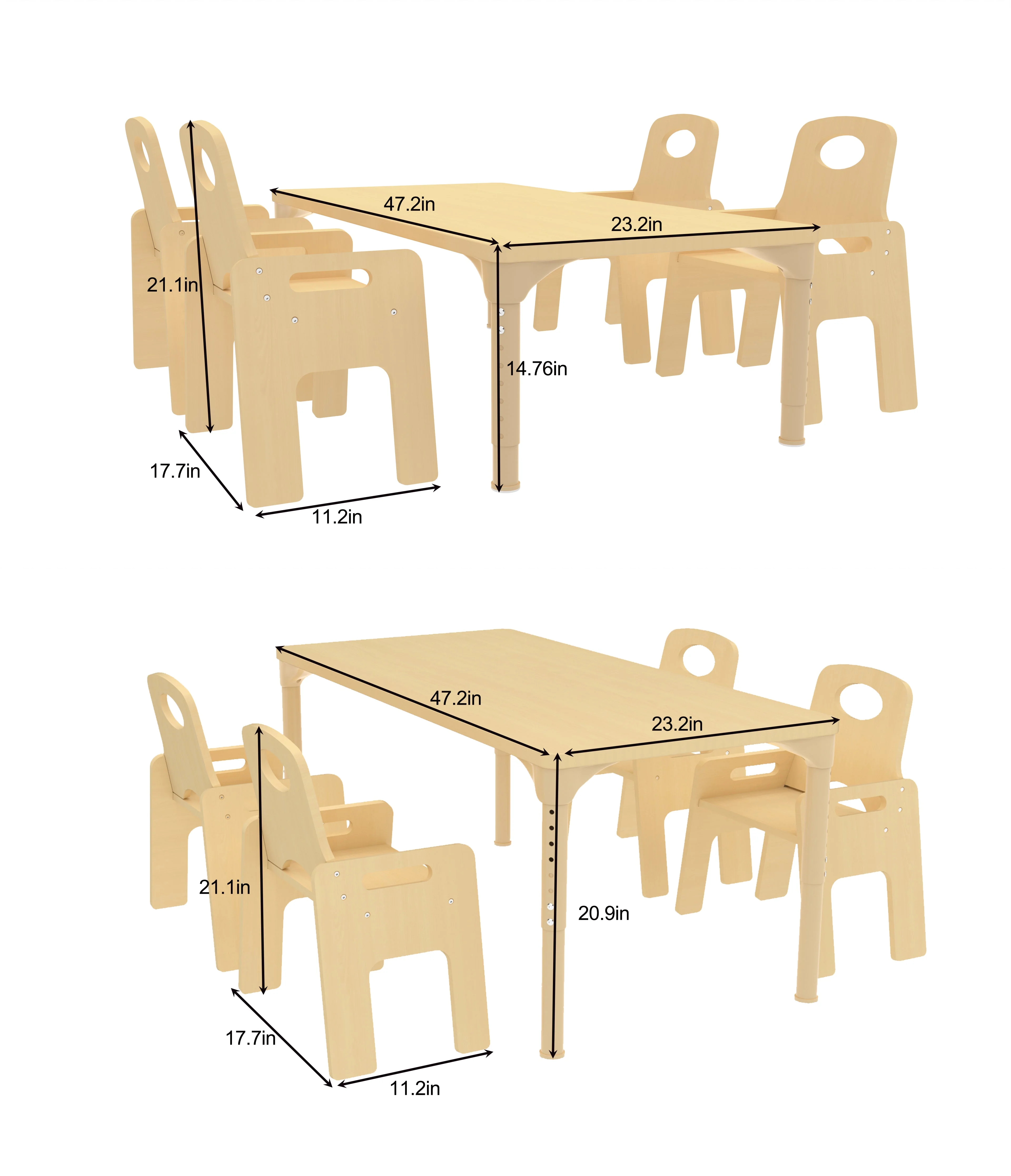 Avenlur Adrian Multi-Height Adjustable Wooden Table and Chairs Set - Montessori Inspired for Toddlers & Kids - Image 3