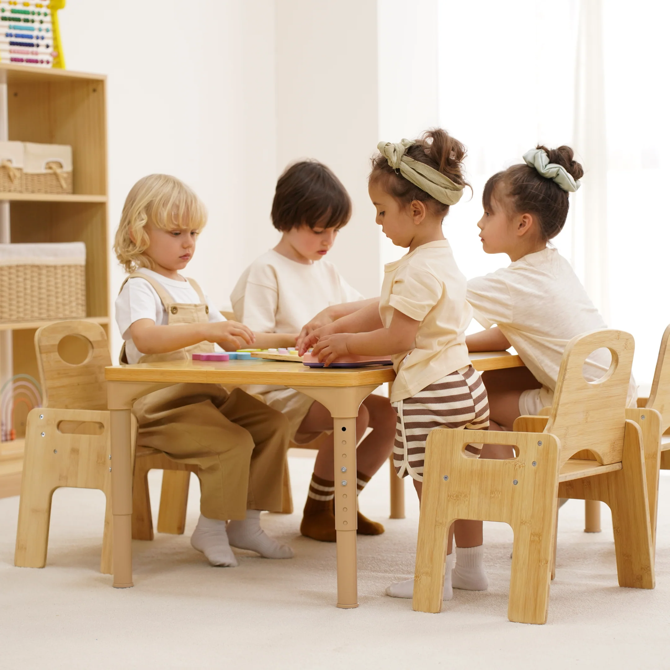 Avenlur Adrian Multi-Height Adjustable Wooden Table and Chairs Set - Montessori Inspired for Toddlers & Kids - Image 7