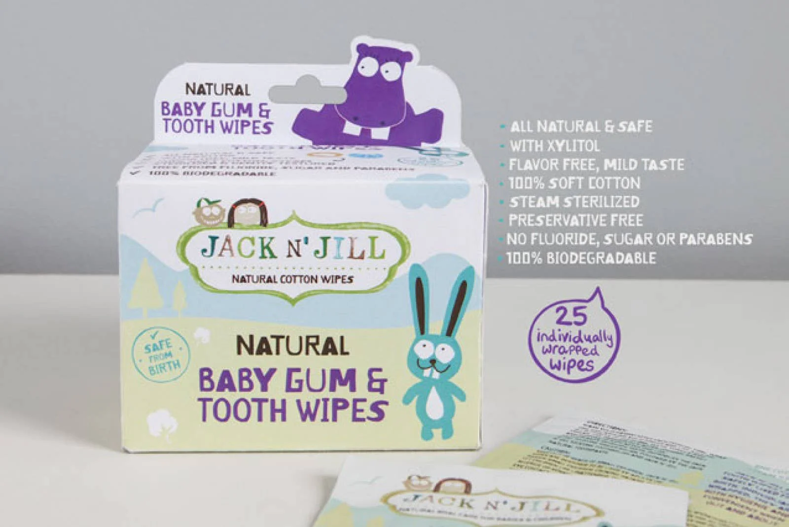 Jack N' Jill Natural Baby Gum & Tooth Wipes - 25 Pack - Image 3