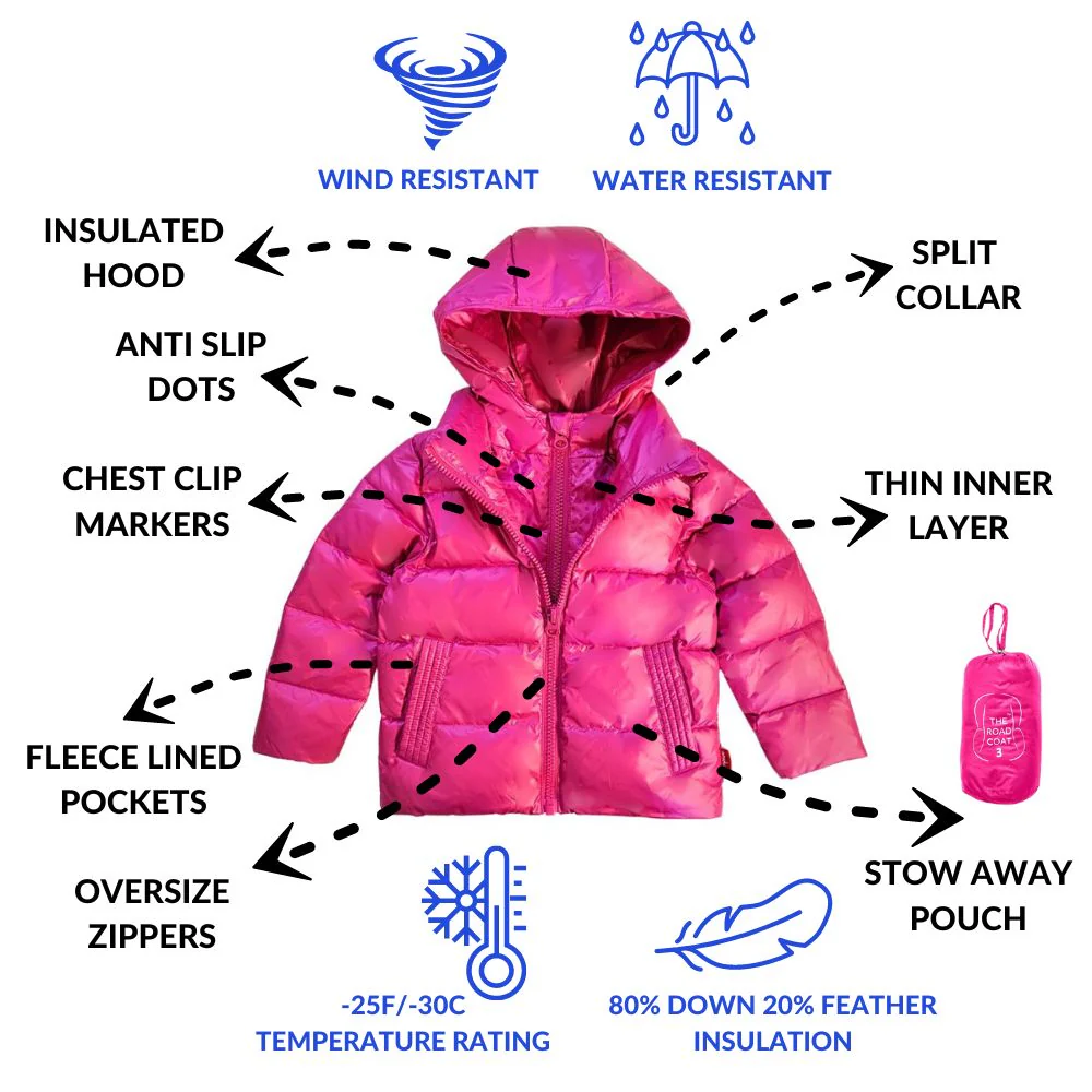 Car Seat Coat | The Road Coat Down - Fuchsia - Image 3