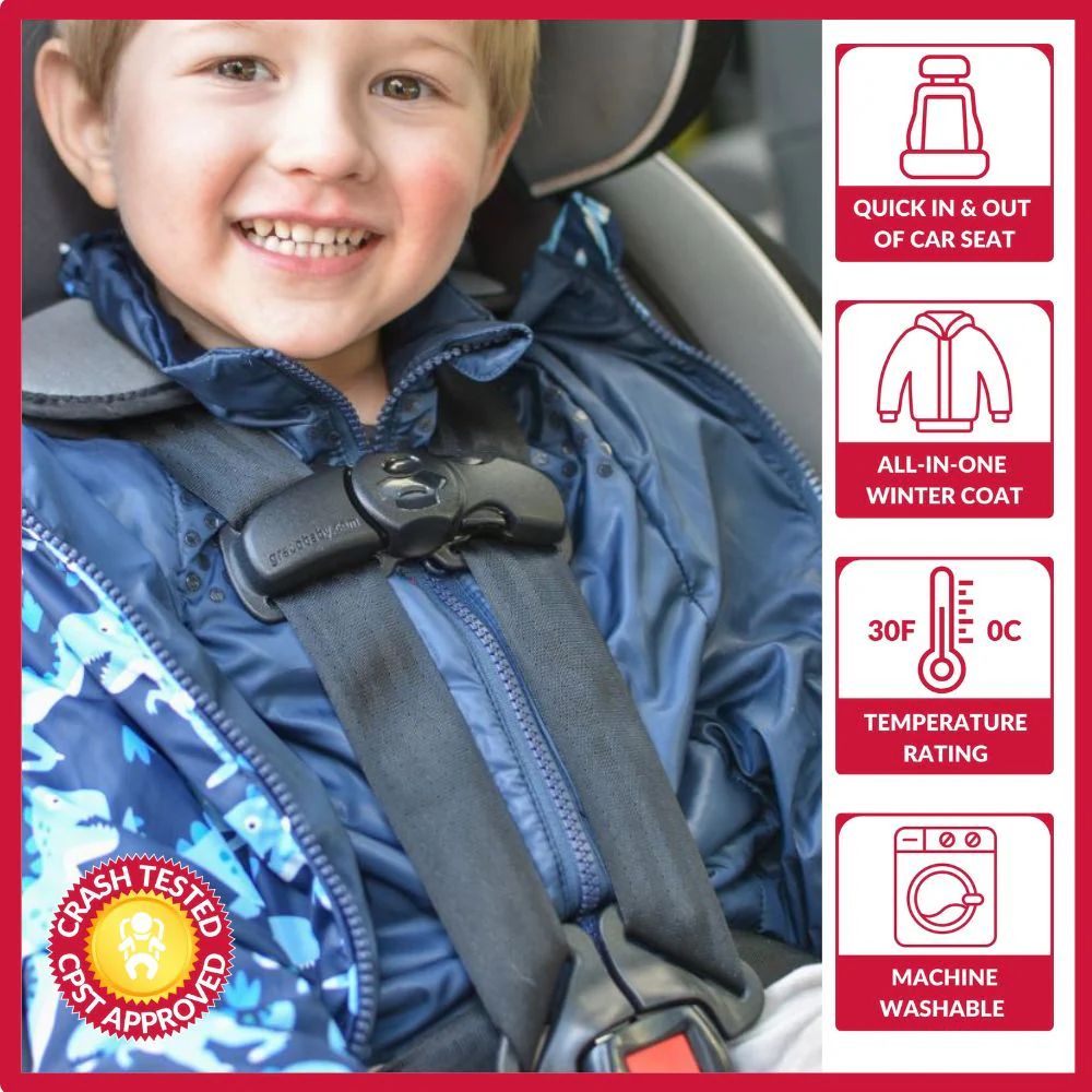 Car Seat Coat | The Road Coat Transition - Navy Raptor Print - Image 2