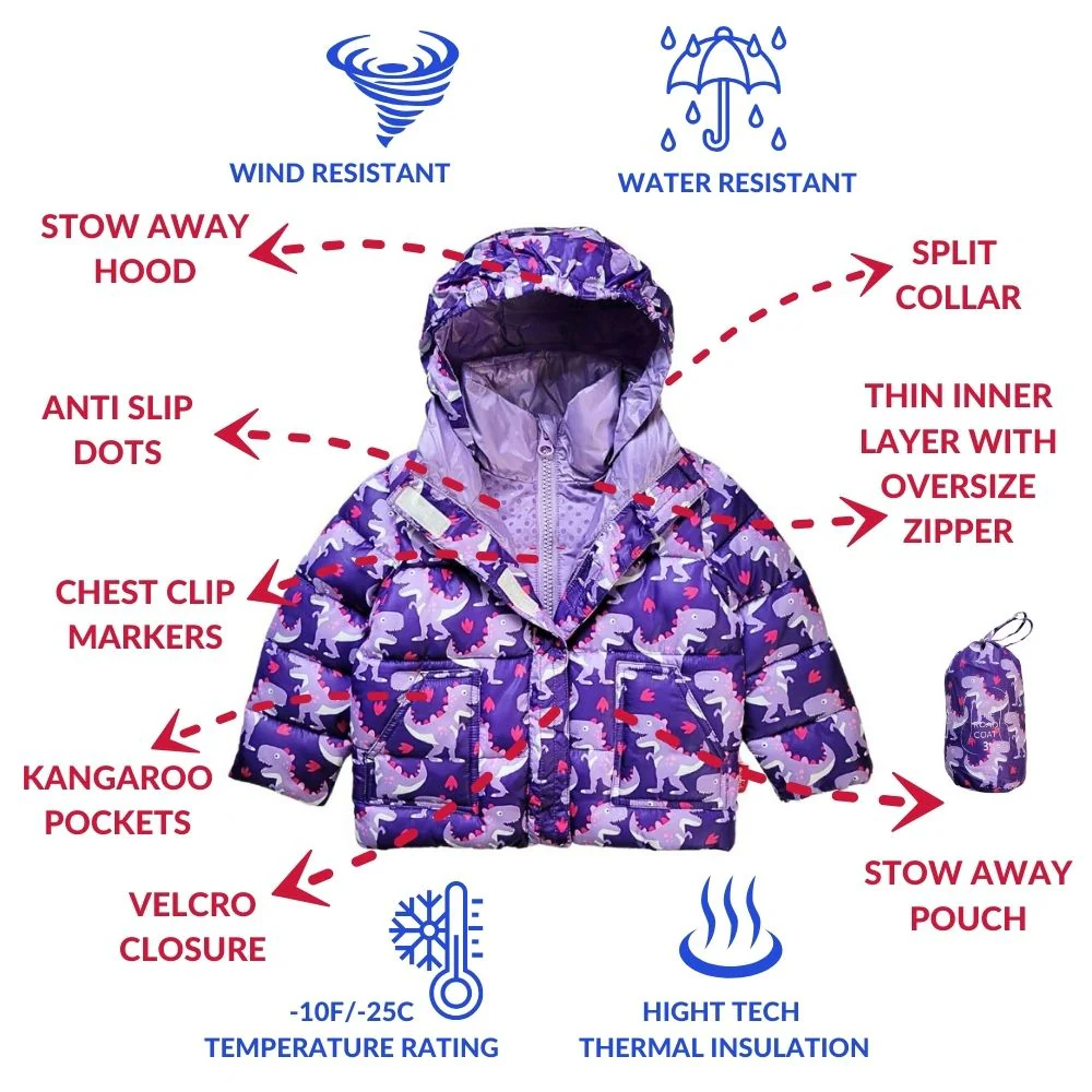 Car Seat Coat | The Road Coat Vegan - Purple Raptor - Image 3