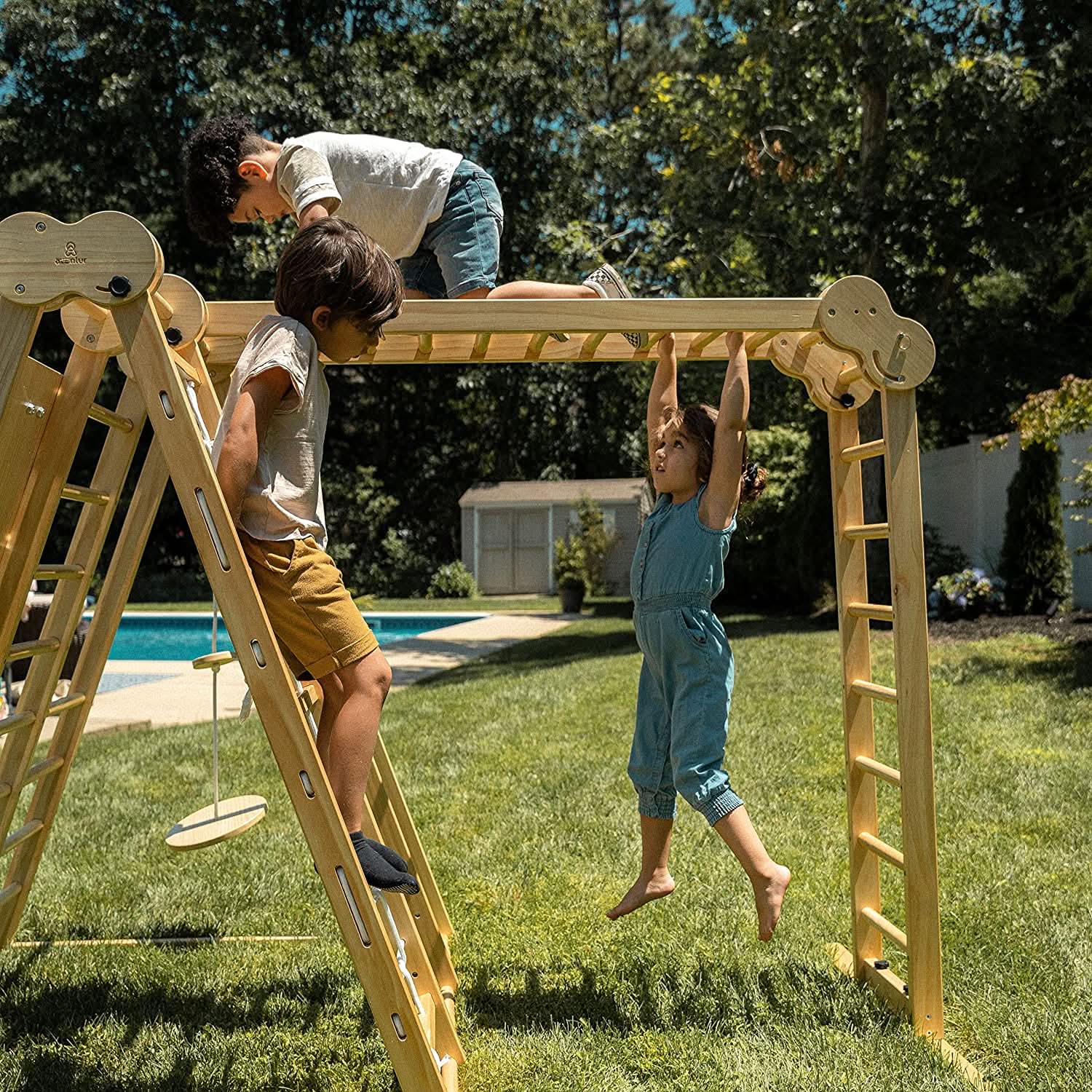 Chestnut 8-in-1 Jungle Gym for Toddlers | Indoor & Outdoor Wooden Playset - Image 18