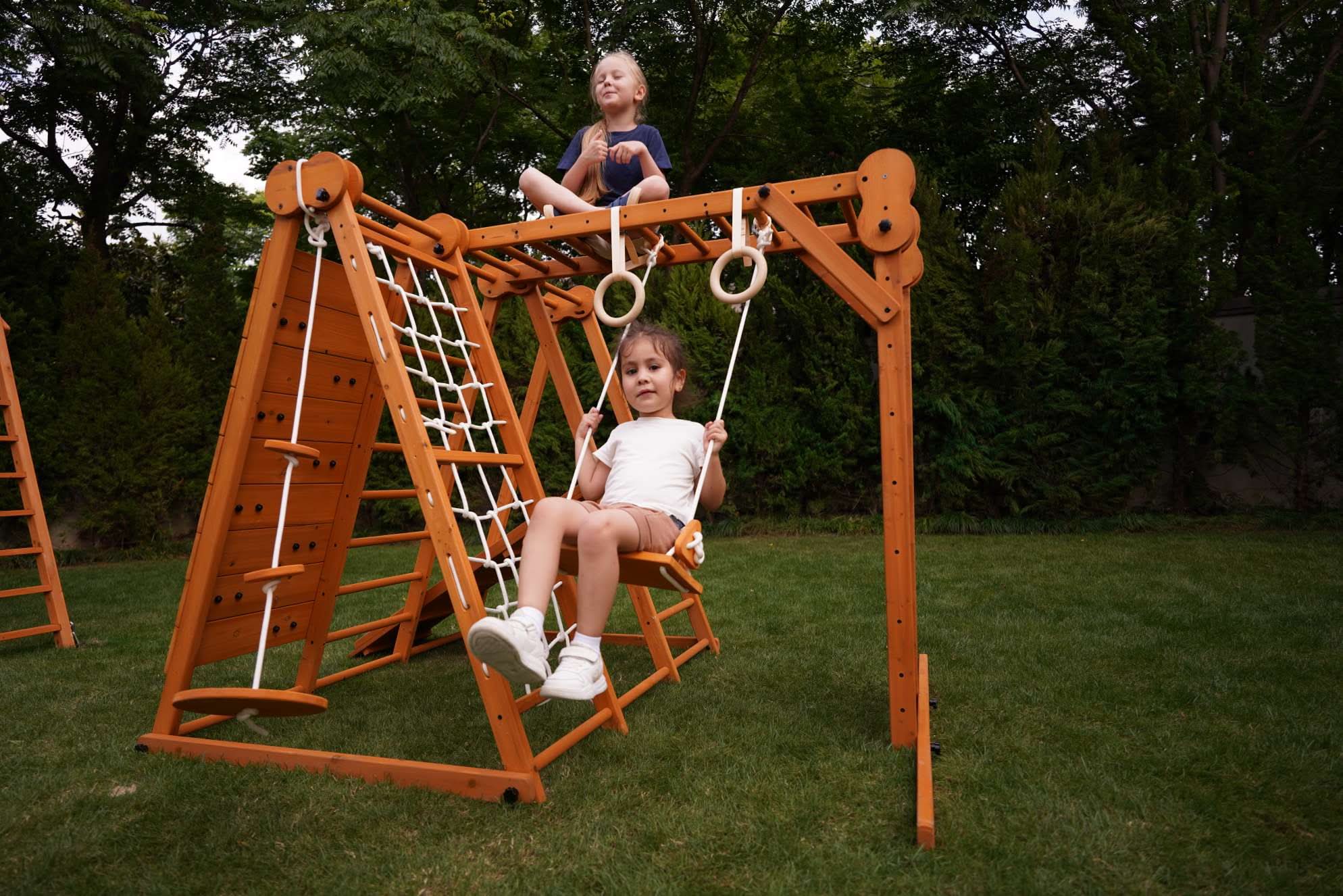 Chestnut 8-in-1 Jungle Gym for Toddlers | Indoor & Outdoor Wooden Playset - Image 9