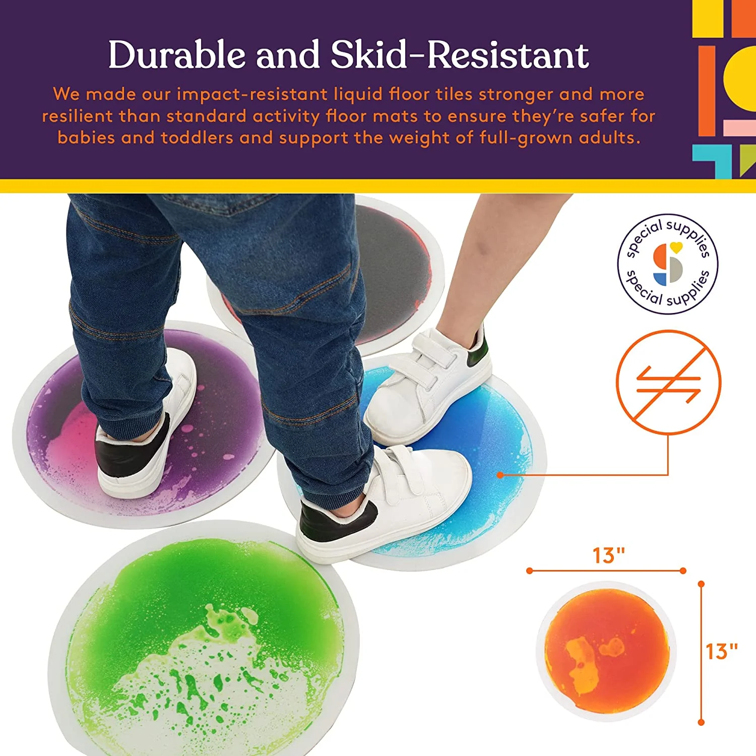 Circle Floor Liquid Tiles for Kids, Set of 9 - Image 3