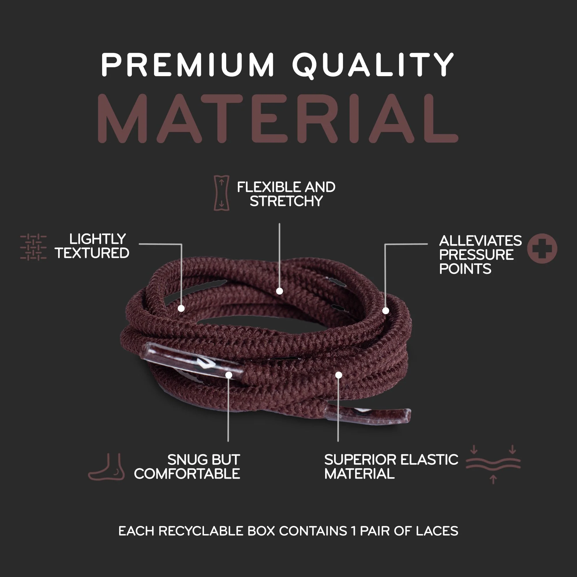 Dark Brown Round Elastic Stretch Shoe Laces - Image 4