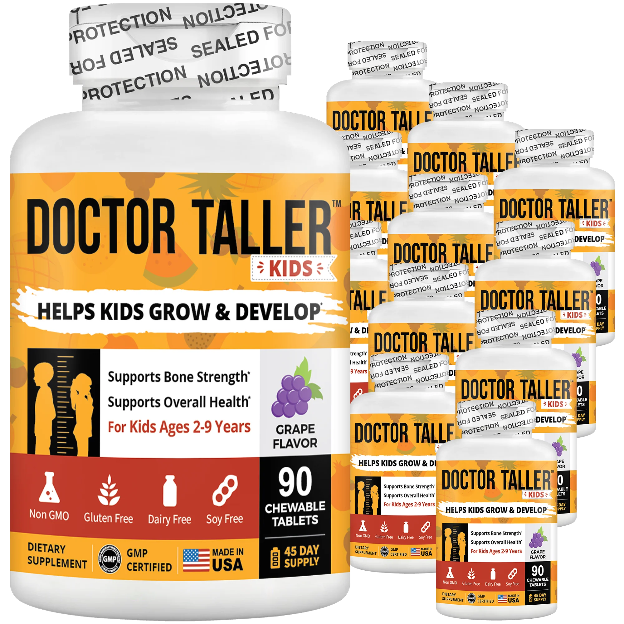 Doctor Taller Kids, Grape Multivitamins, Ages 2-9, 90 Vegan Chewables - Image 13