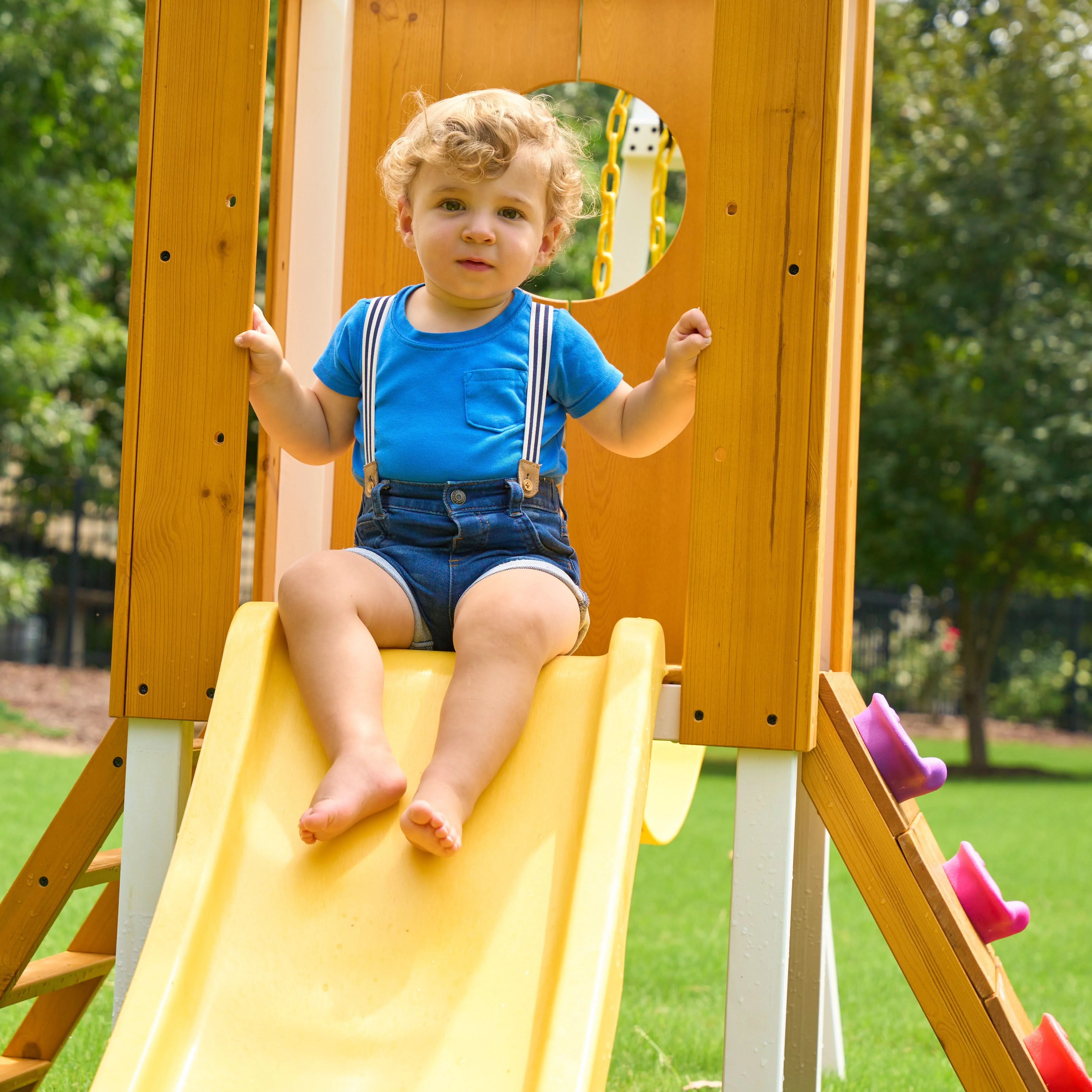 Forest Small Outdoor Toddler Swing Set | Compact Wooden Swing Frame for Babies & Kids - Image 15