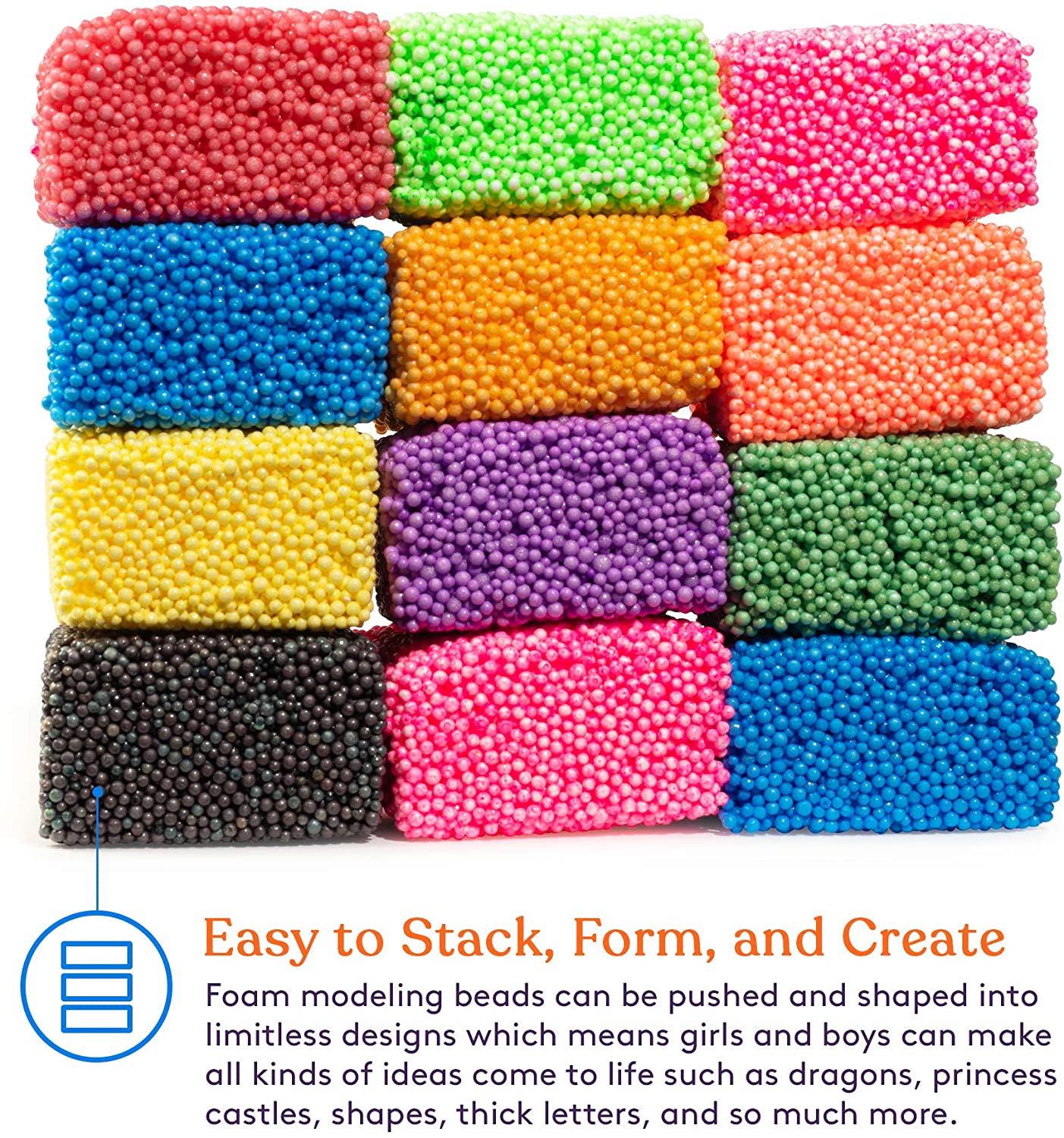 FUN FOAM Modeling Foam Beads Play Kit (10 Blocks) - Reusable Container - Image 5