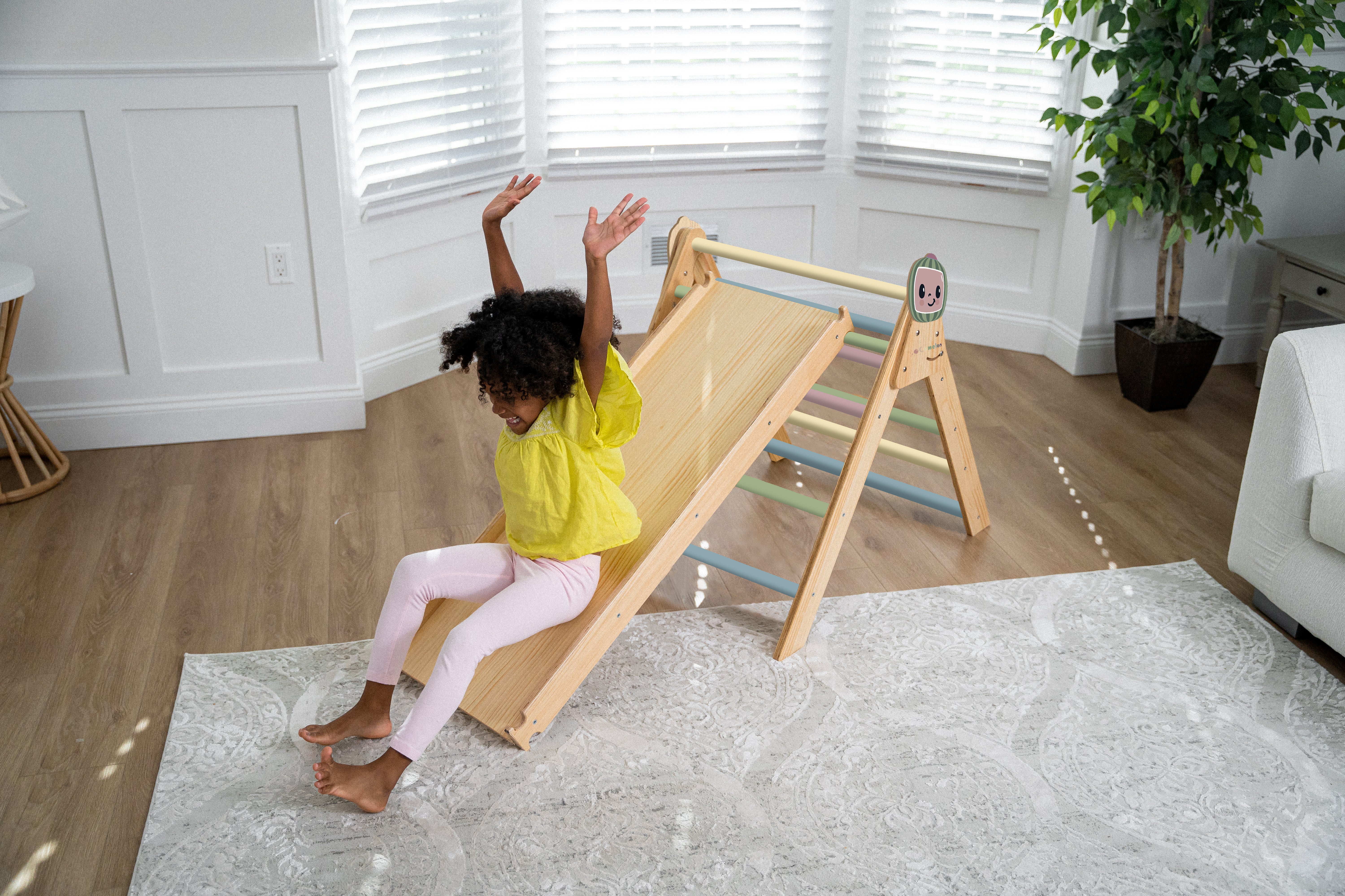 Hazel CocoMelon Pikler Triangle & Rocker Set – Montessori Climbing Ladder for Toddlers - Image 2