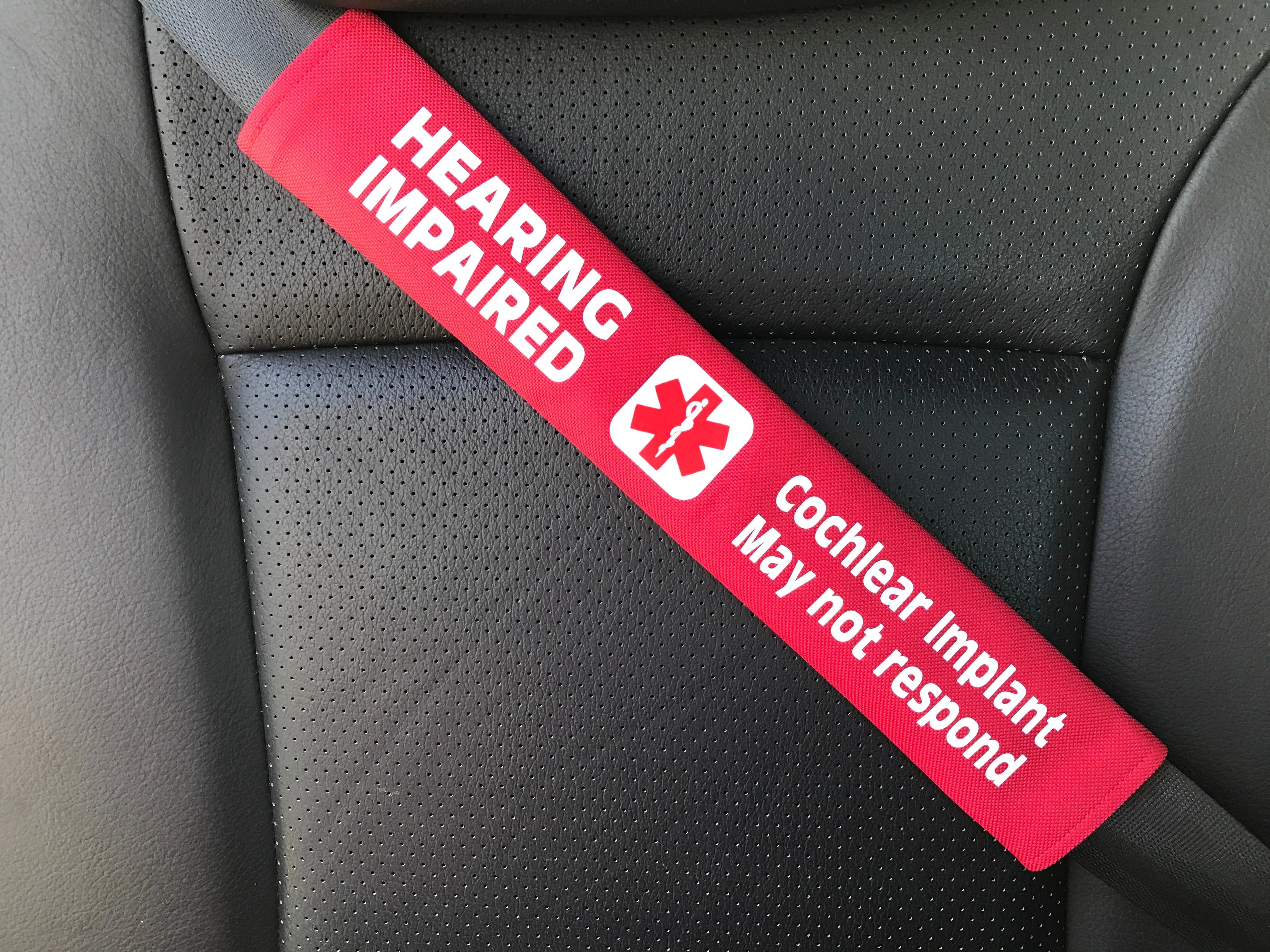 Hearing Impaired Cochlear Implant Medical Alert Seat Belt Cover - Image 6
