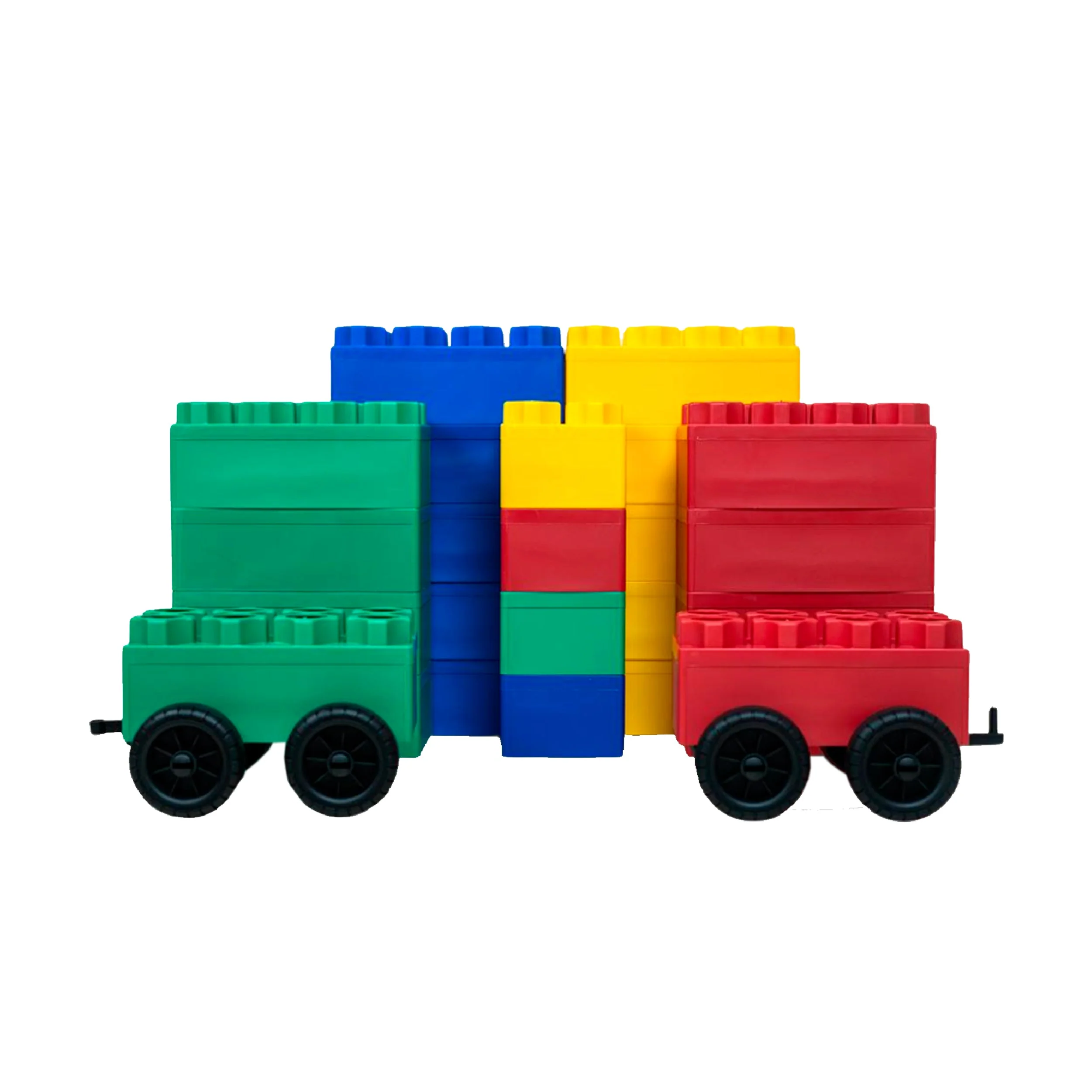 Jumbo Building Blocks 24 PC with 2 Wheel Kits - Big City Set - Image 2