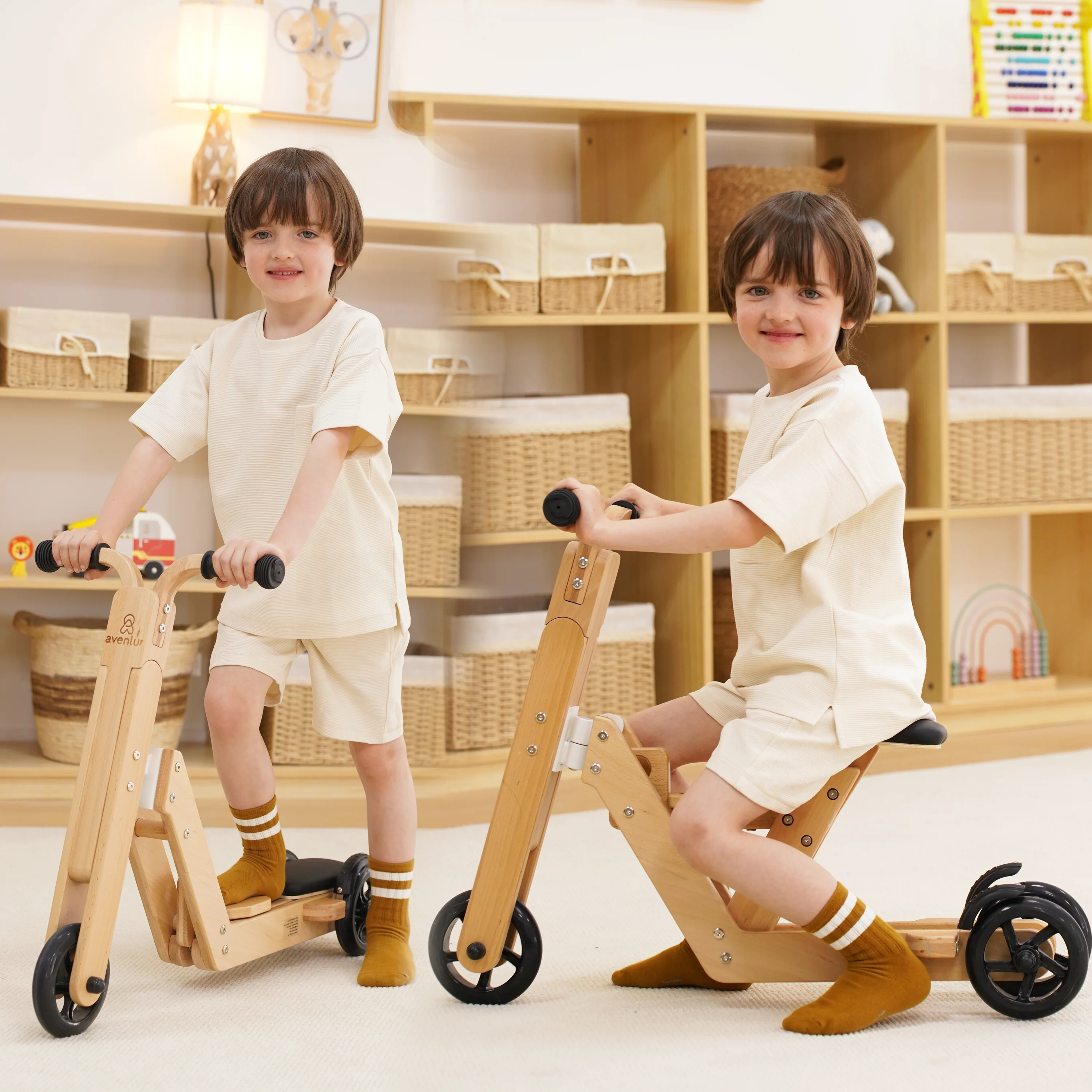 Juneberry 2-in-1 Wooden Scooter & Ride-On Toy for Toddlers - Image 7