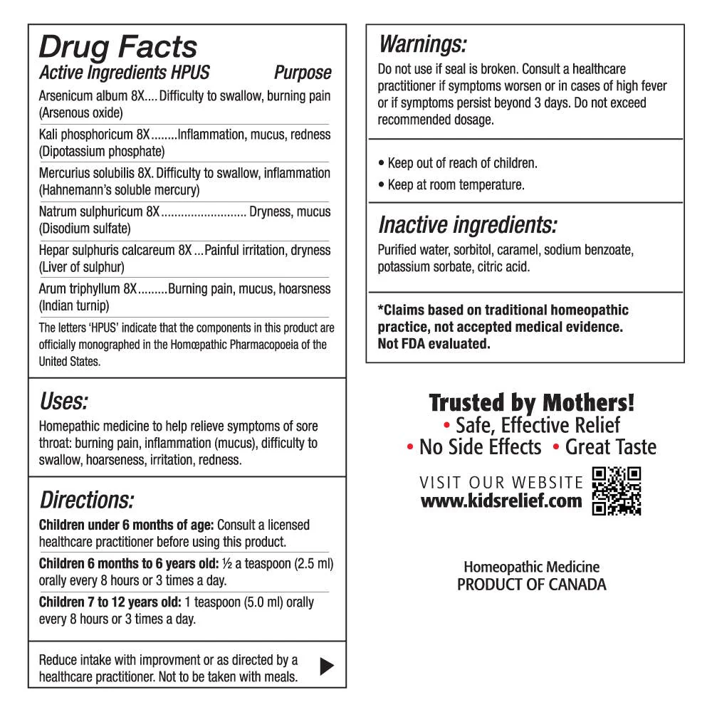 Kids Relief Throat Ease Syrup for Kids 0-12 Years, 3.4 oz - Image 6