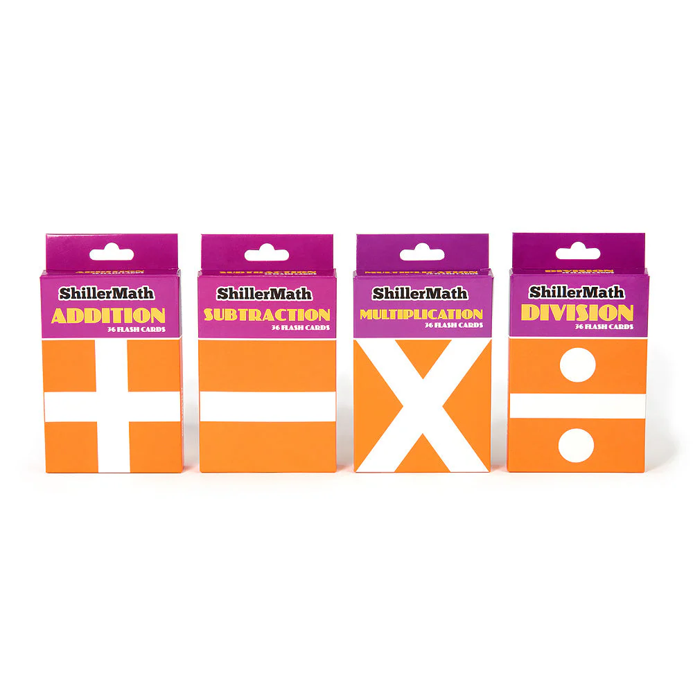 Math Flashcard 4-Pack - Basic Addition, Subtraction, Multiplication, and Division