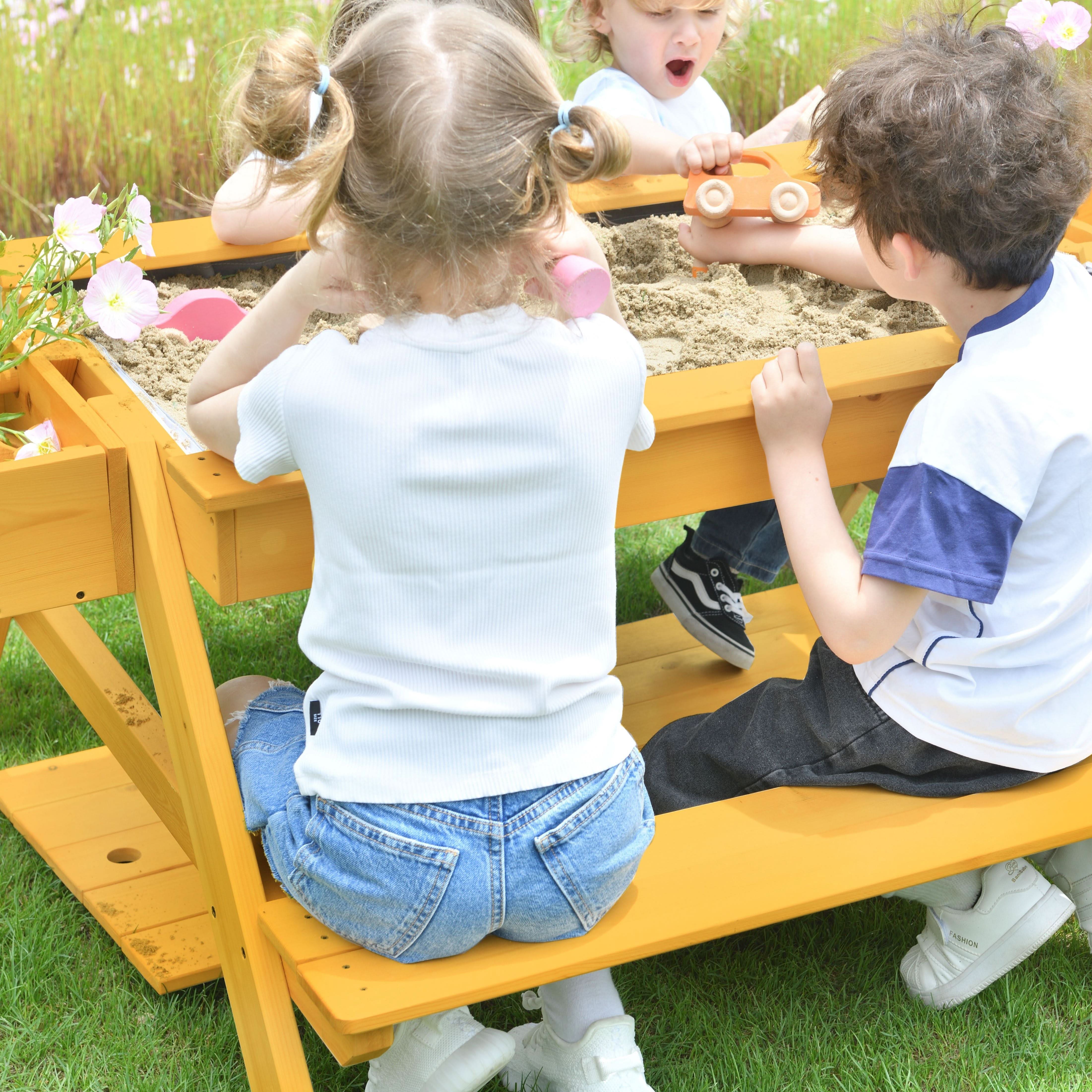 Mojave Outdoor Picnic & Sand Table Playset | 2-in-1 Wooden Activity Table for Kids - Image 6