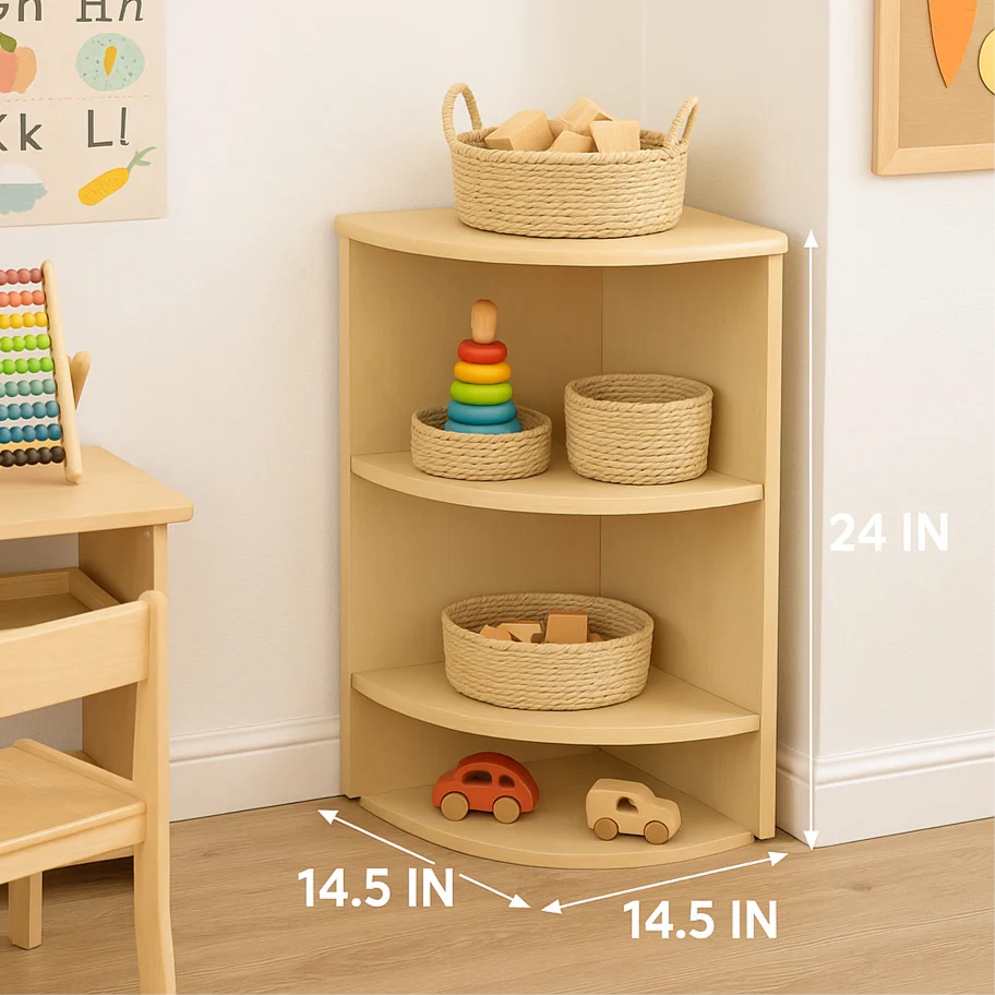 Montessori Classroom Corner Shelf - 24" Tall - Image 3