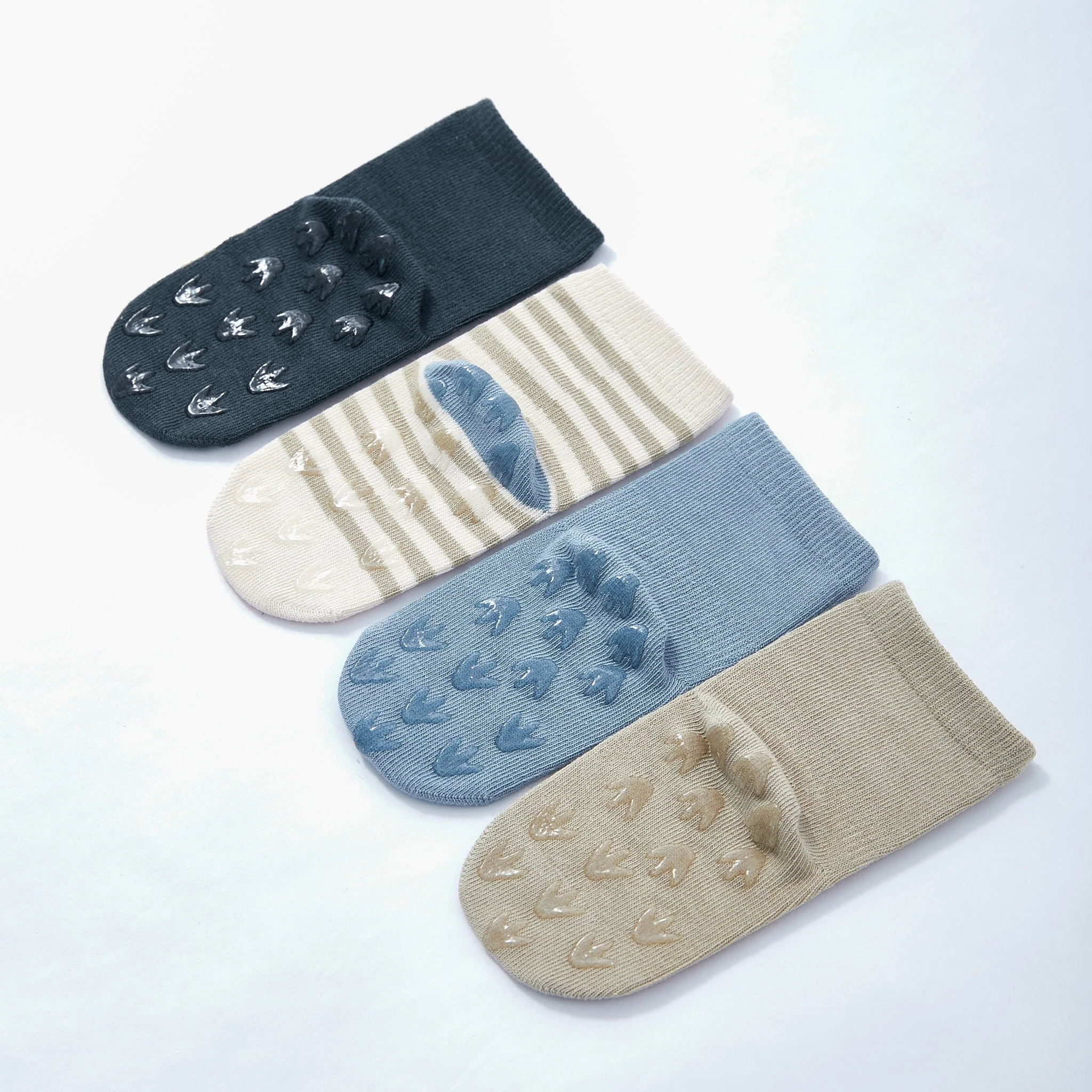 New- Dinosaur- Organic- 4 Pairs of Stay-On Baby & Toddler Non-Slip Socks - Image 3