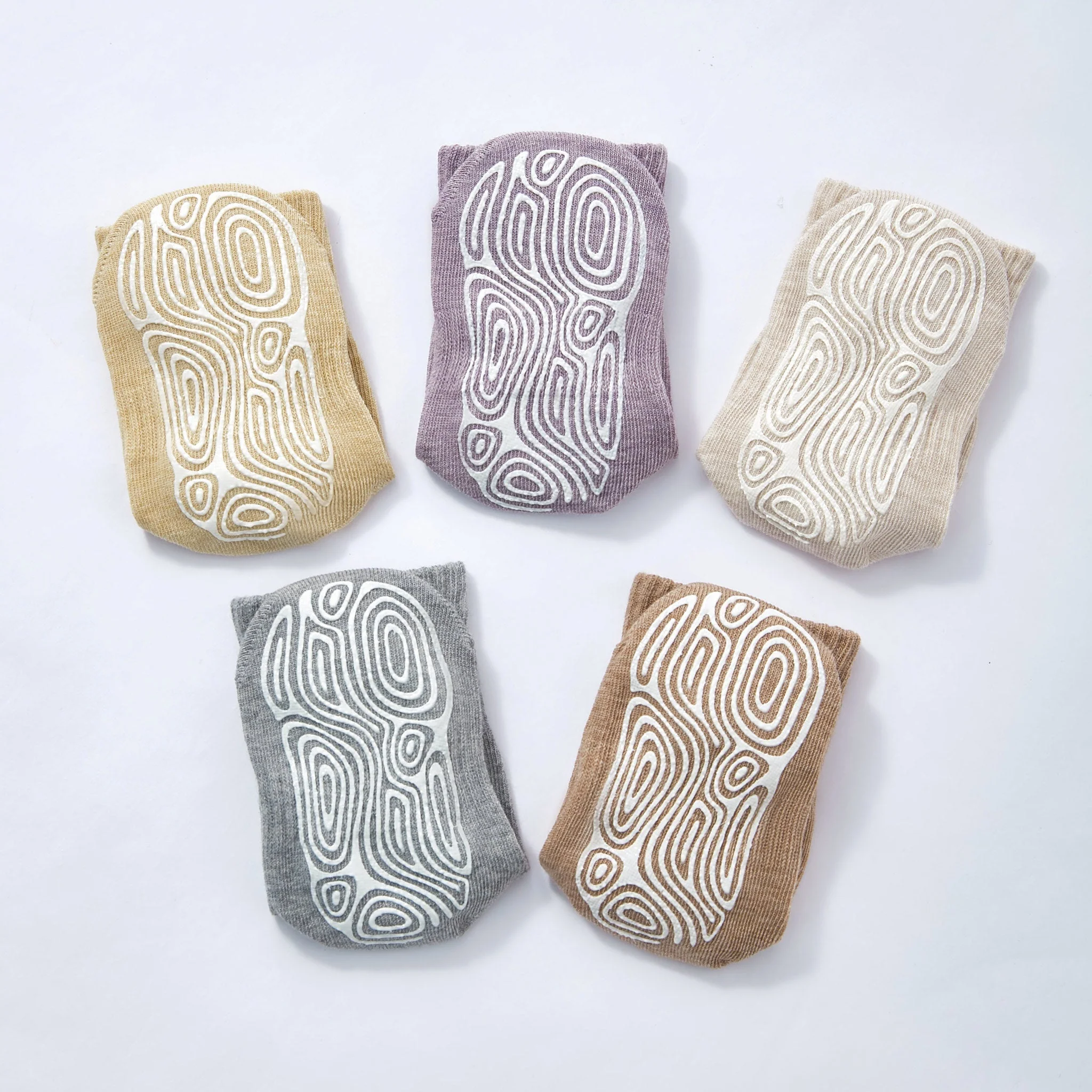 New- Organic Cotton Socks- Beige & Brown- 4 Pairs of Stay-On Baby & Toddler Non-Slip Socks - Image 4