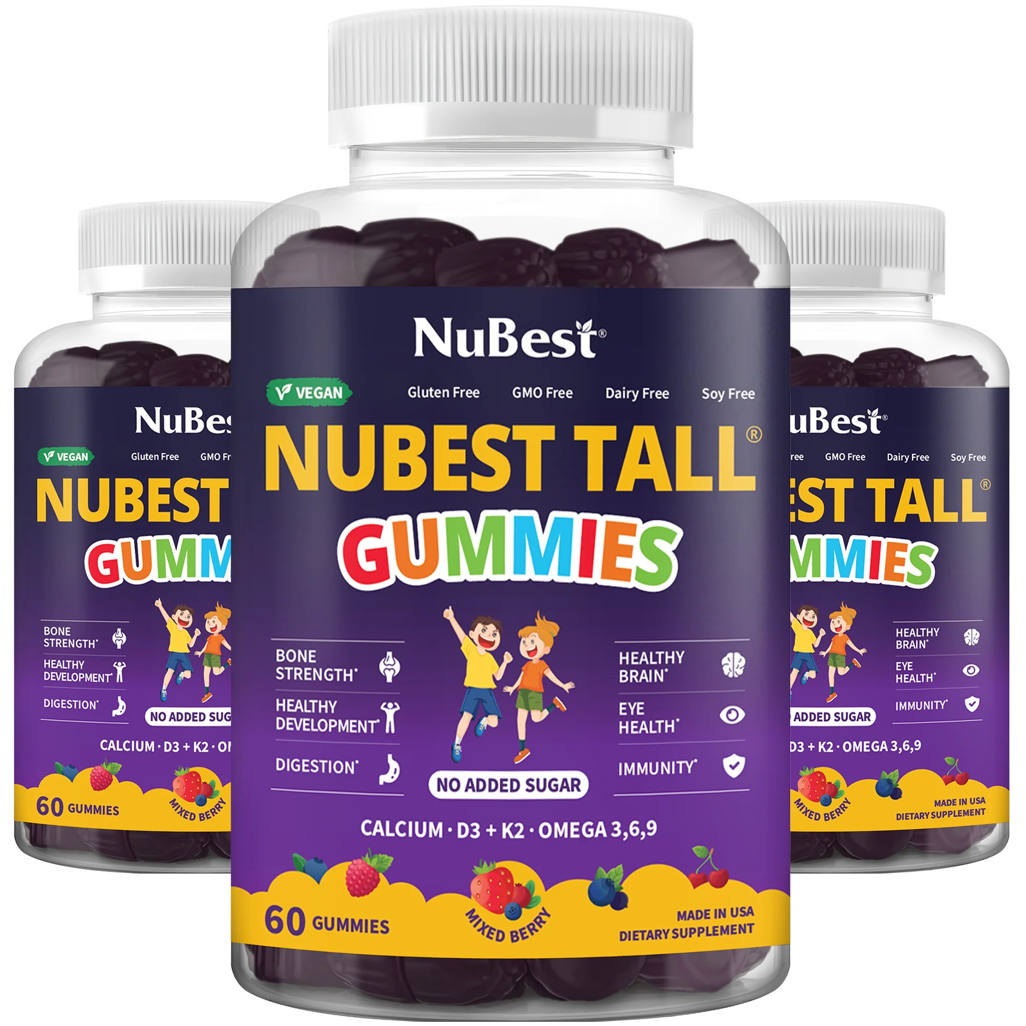 NuBest Tall Gummies for Ages 2+, No Added Sugar, 60 Vegan Gummies - Image 8