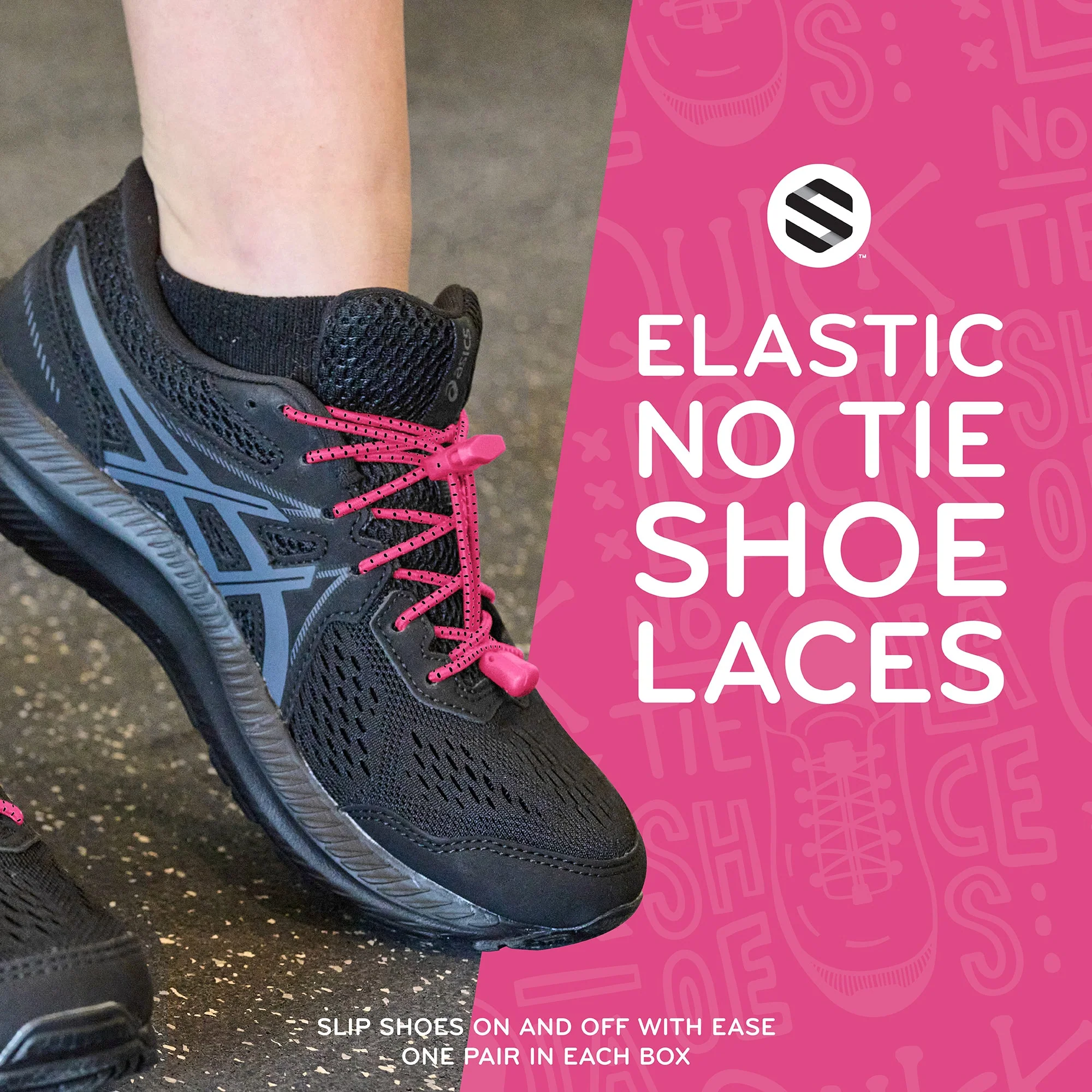Pink Quick Lock No Tie Elastic Shoelaces - Image 3