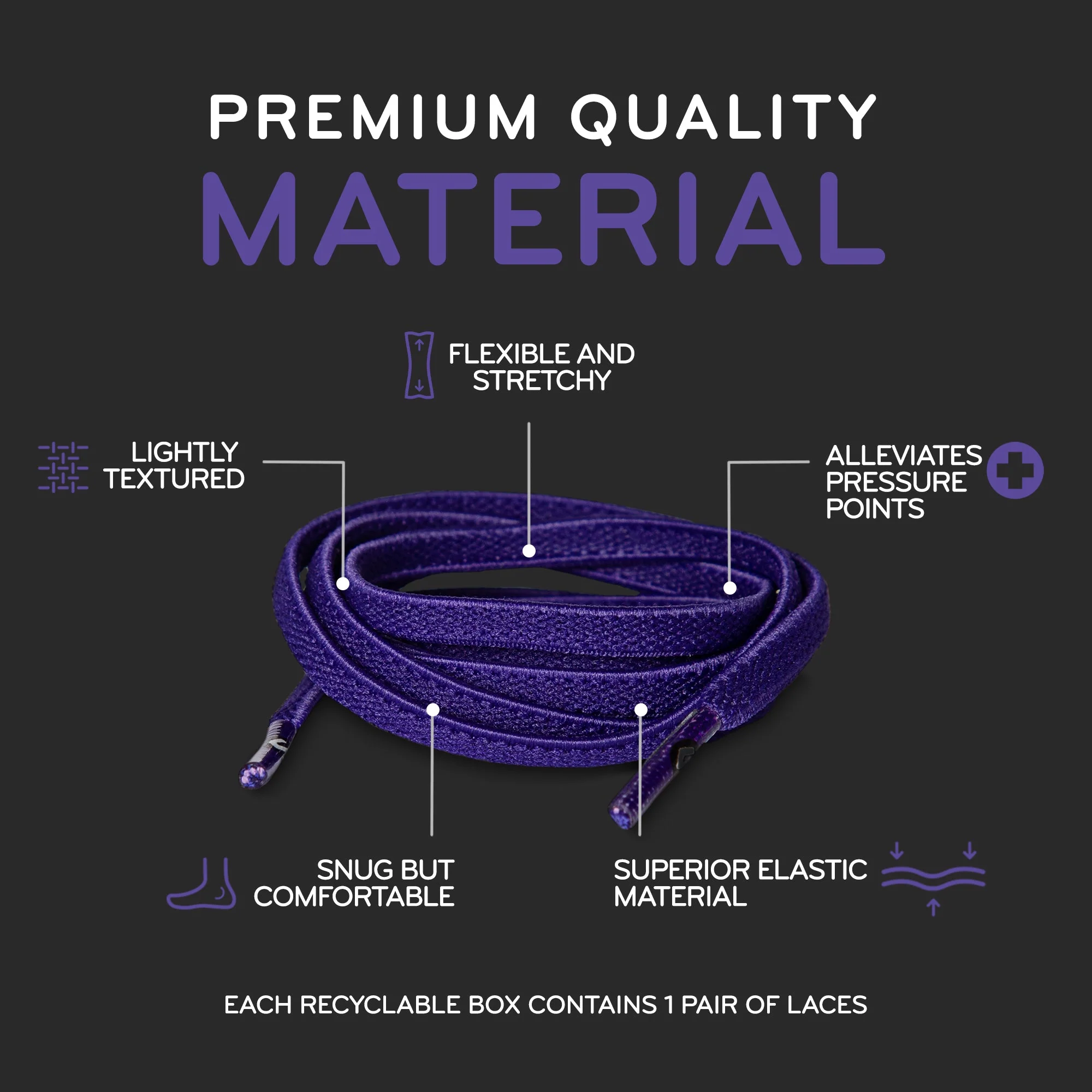 Purple Flat Elastic Stretch Shoe Laces - Image 4