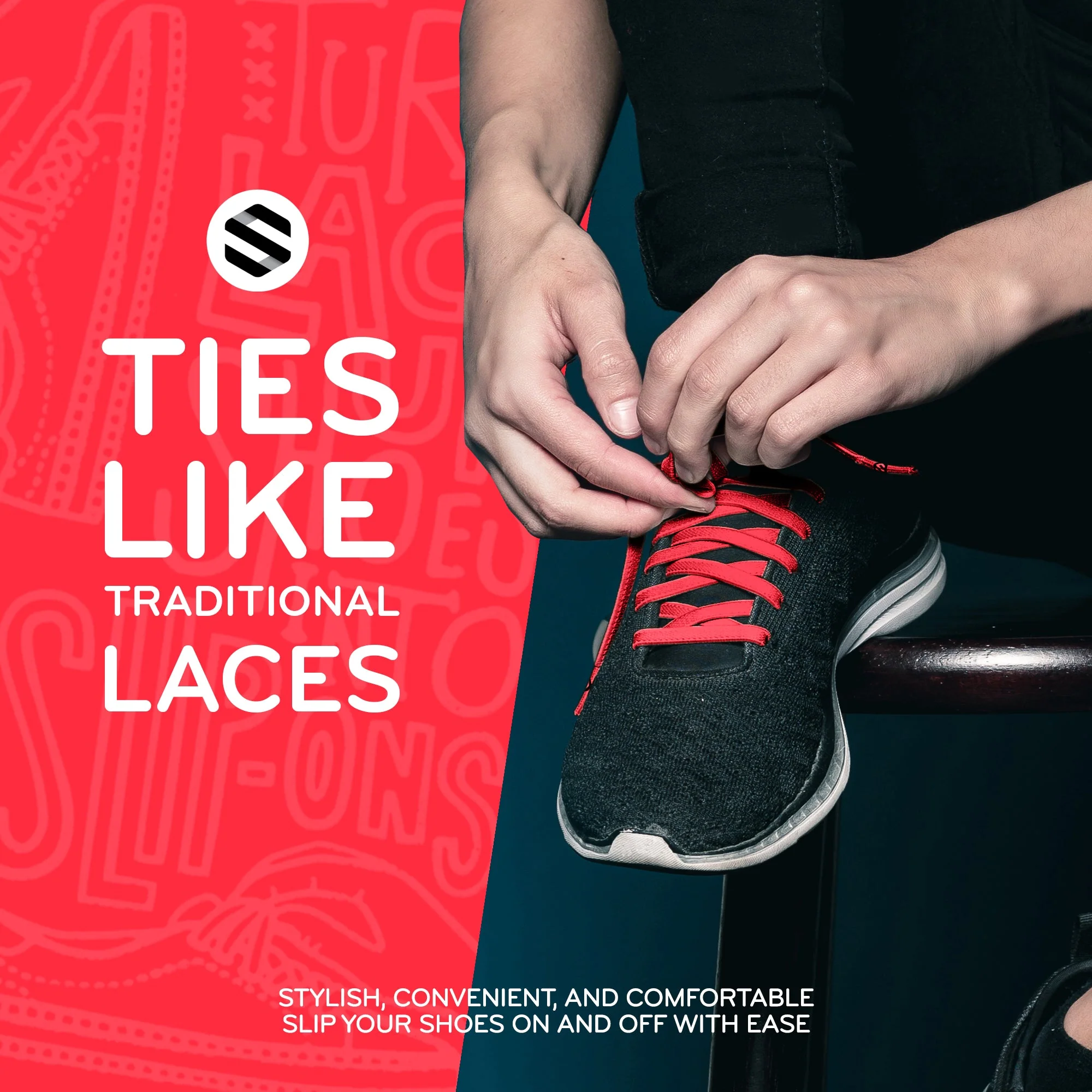 Red Flat Elastic Stretch Shoe Laces - Image 2