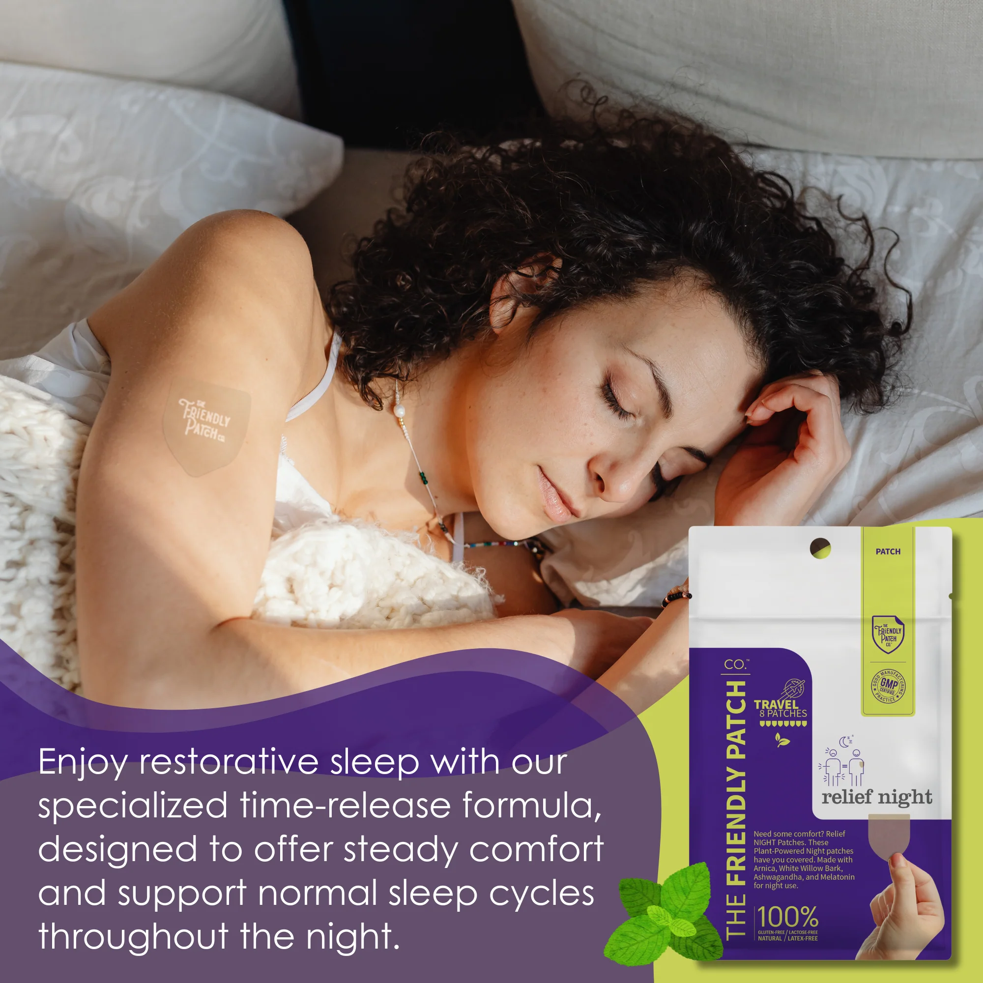 Relief Night Patch - 8 pack Arnica, White Willow Bark, Melatonin for Soreness for sleep - Image 6