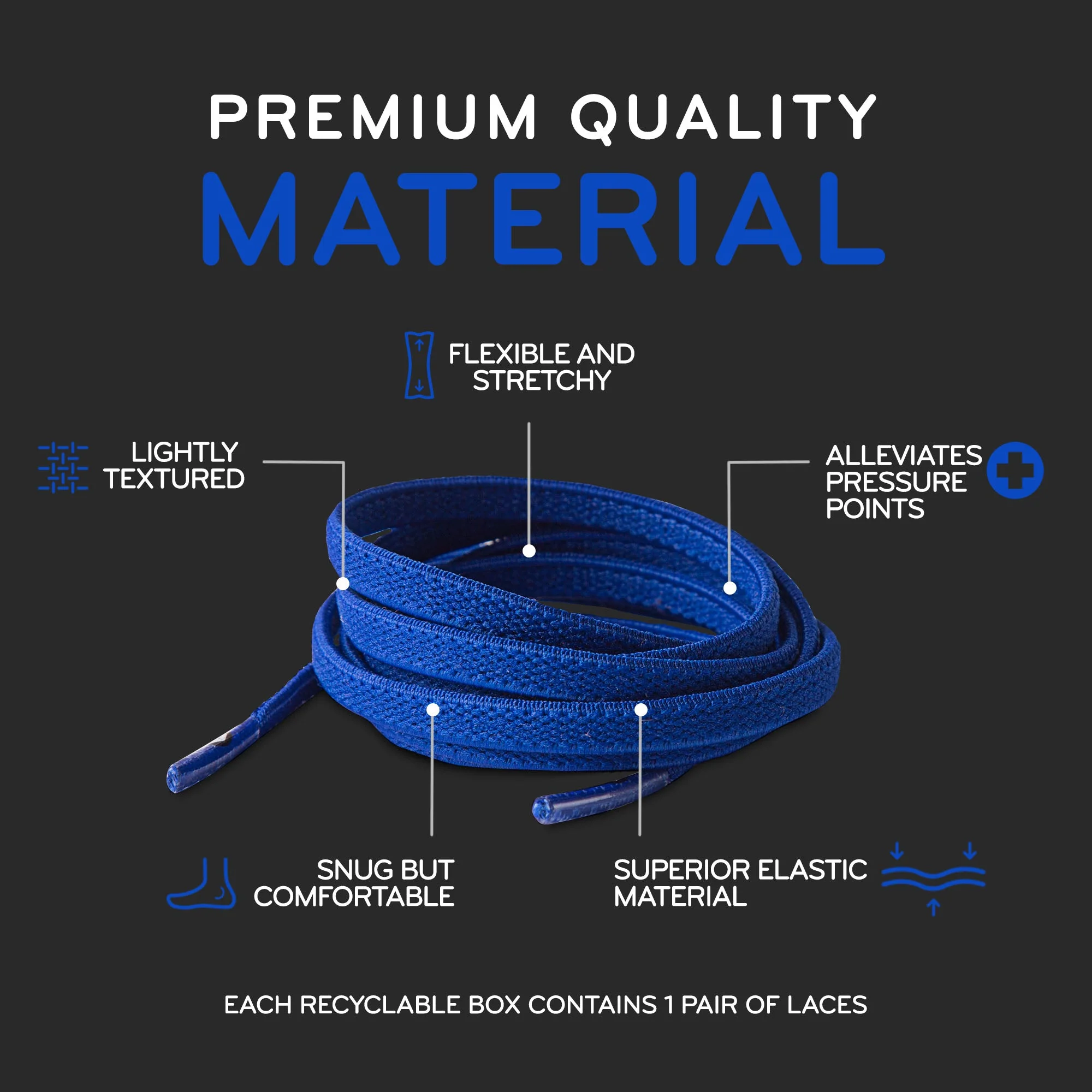 Royal Blue Flat Elastic Stretch Shoe Laces - Image 4