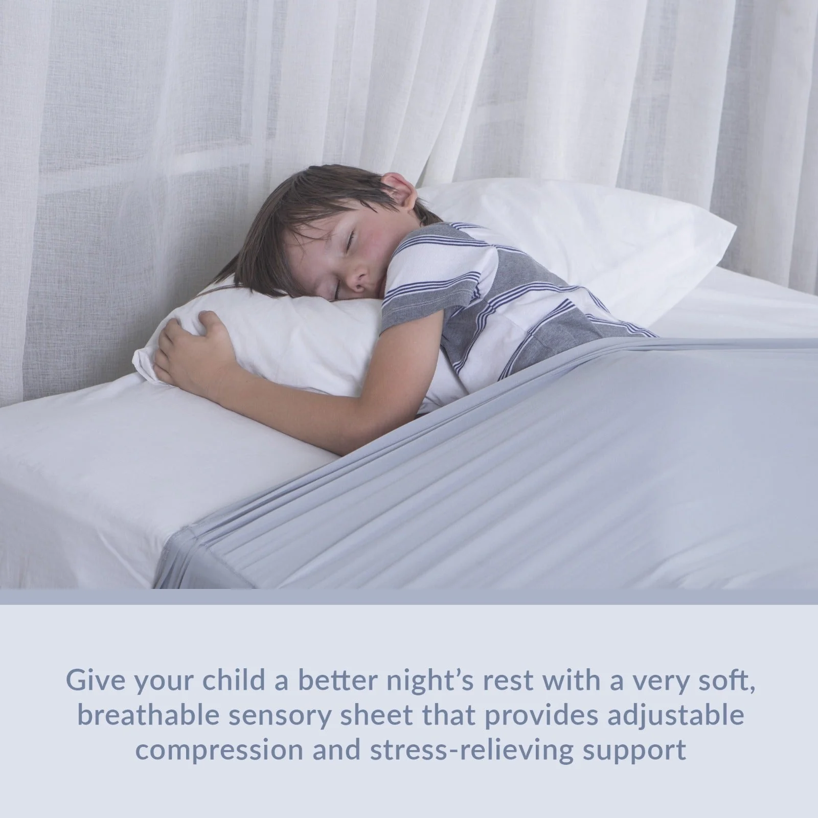 Sensory Bed Sheet for Kids Compression Alternative to Weighted Blankets - Gray - Image 3