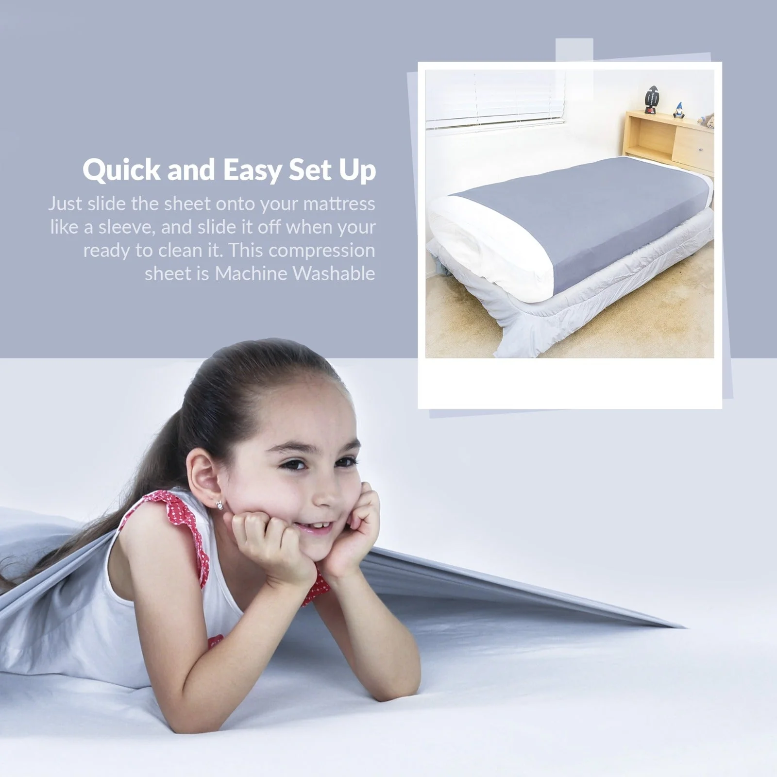 Sensory Bed Sheet for Kids Compression Alternative to Weighted Blankets - Gray - Image 4