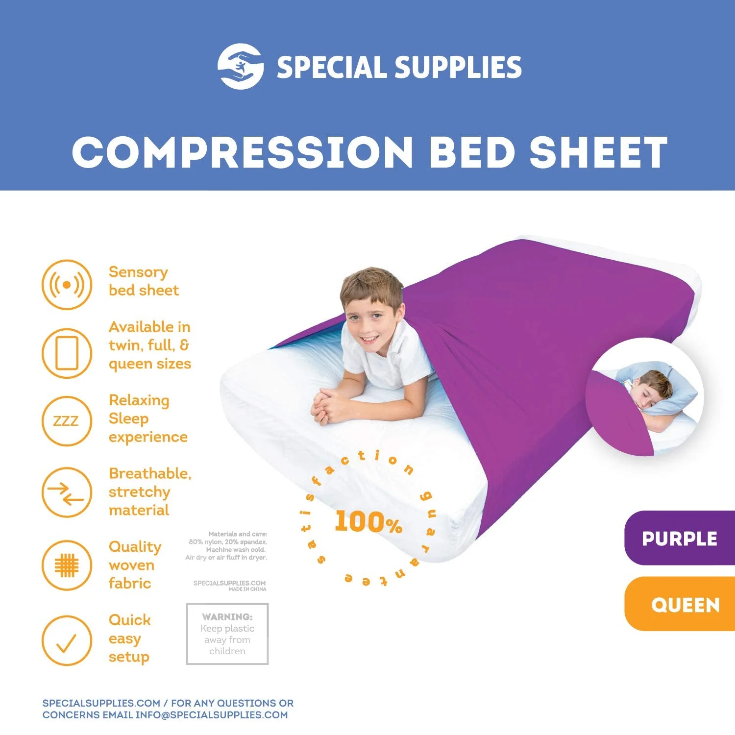 Sensory Bed Sheet for Kids Compression Alternative to Weighted Blankets - Purple - Image 16