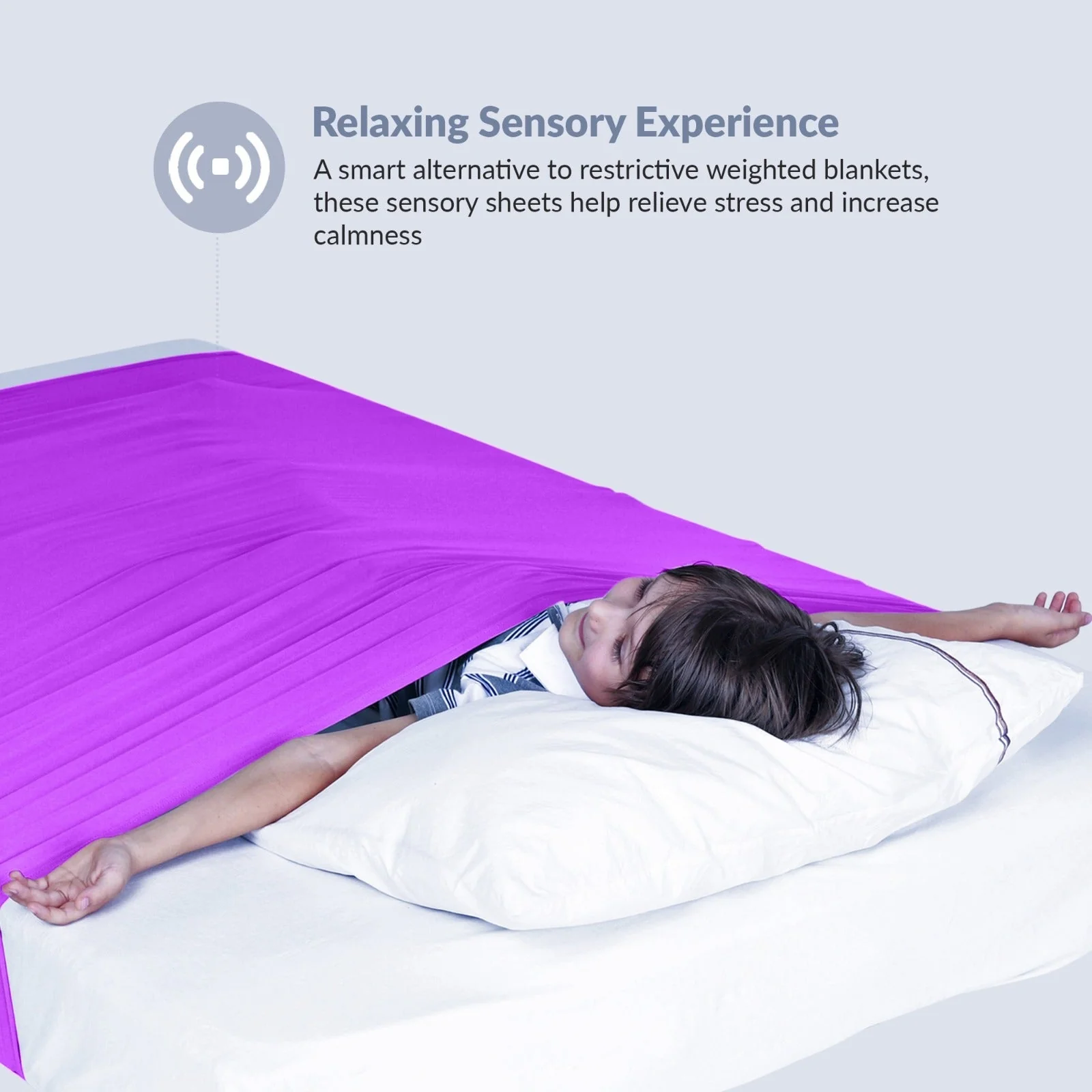Sensory Bed Sheet for Kids Compression Alternative to Weighted Blankets - Purple - Image 4