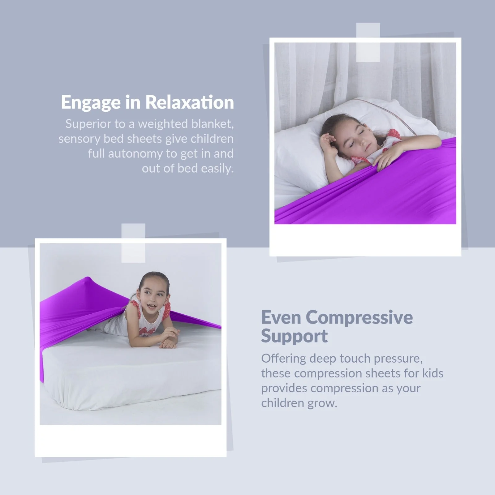 Sensory Bed Sheet for Kids Compression Alternative to Weighted Blankets - Purple - Image 5