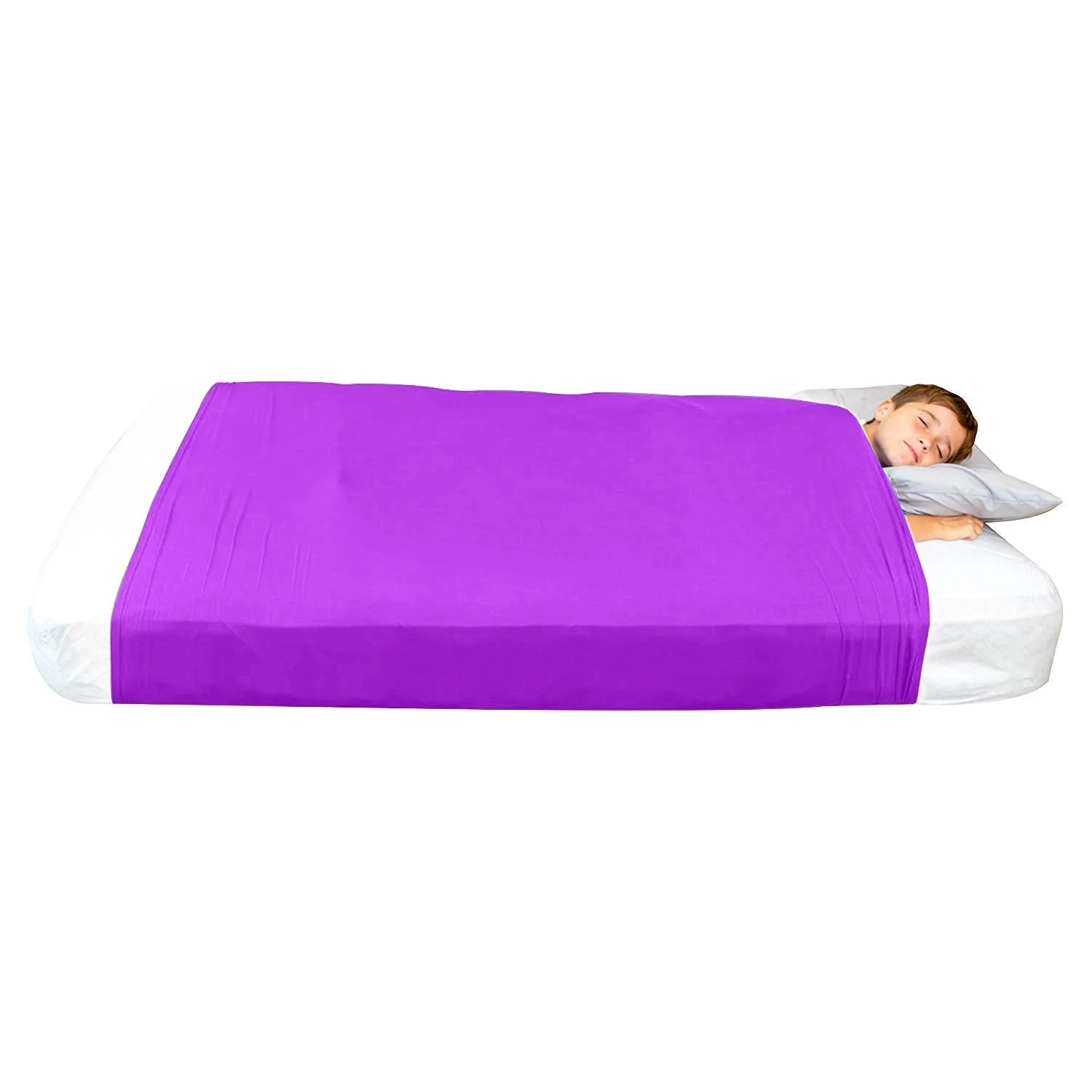 Sensory Bed Sheet for Kids Compression Alternative to Weighted Blankets - Purple - Image 7