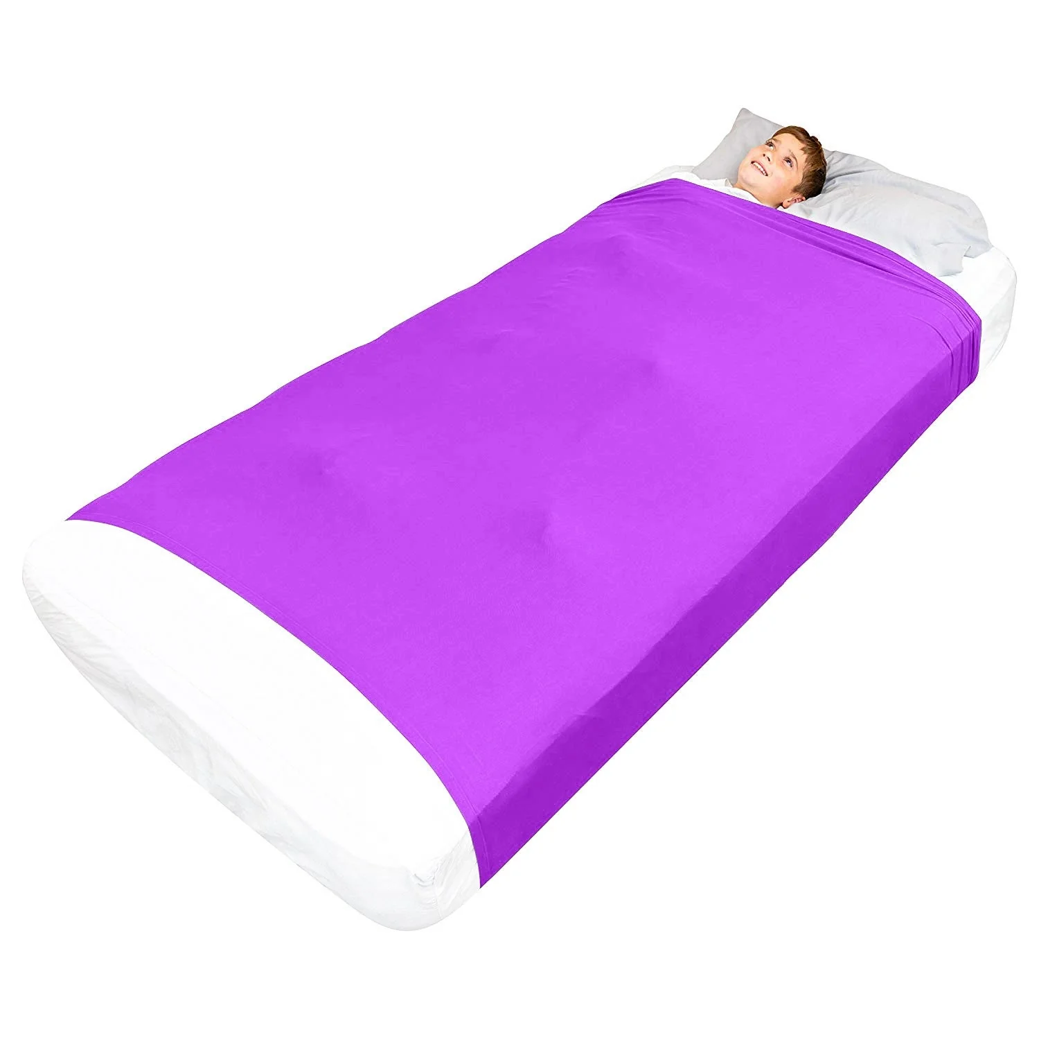 Sensory Bed Sheet for Kids Compression Alternative to Weighted Blankets - Purple - Image 8