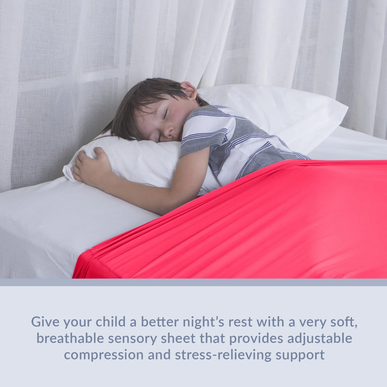 Sensory Bed Sheet for Kids Compression Alternative to Weighted Blankets - Red - Image 3