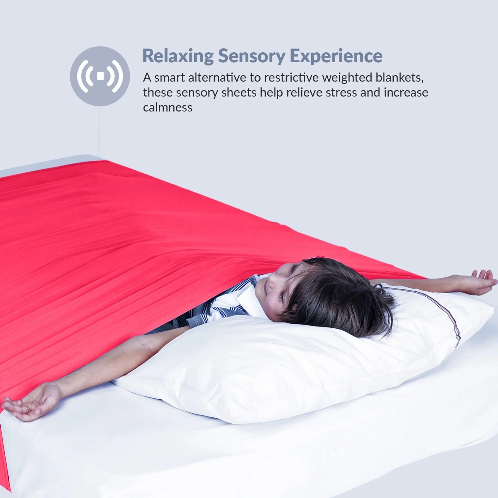 Sensory Bed Sheet for Kids Compression Alternative to Weighted Blankets - Red - Image 5