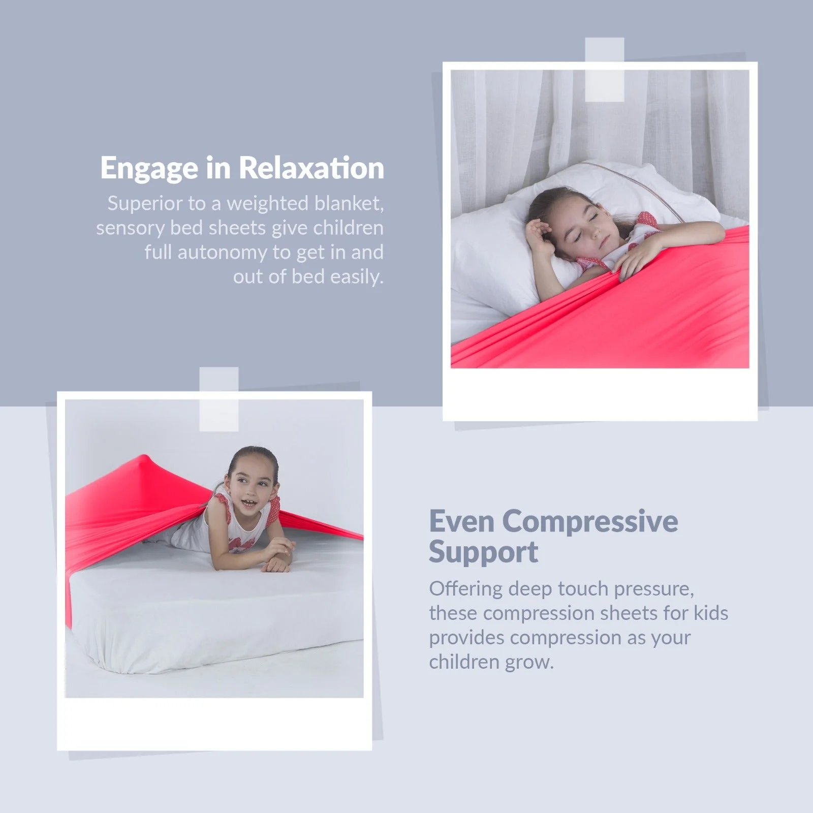 Sensory Bed Sheet for Kids Compression Alternative to Weighted Blankets - Red - Image 6