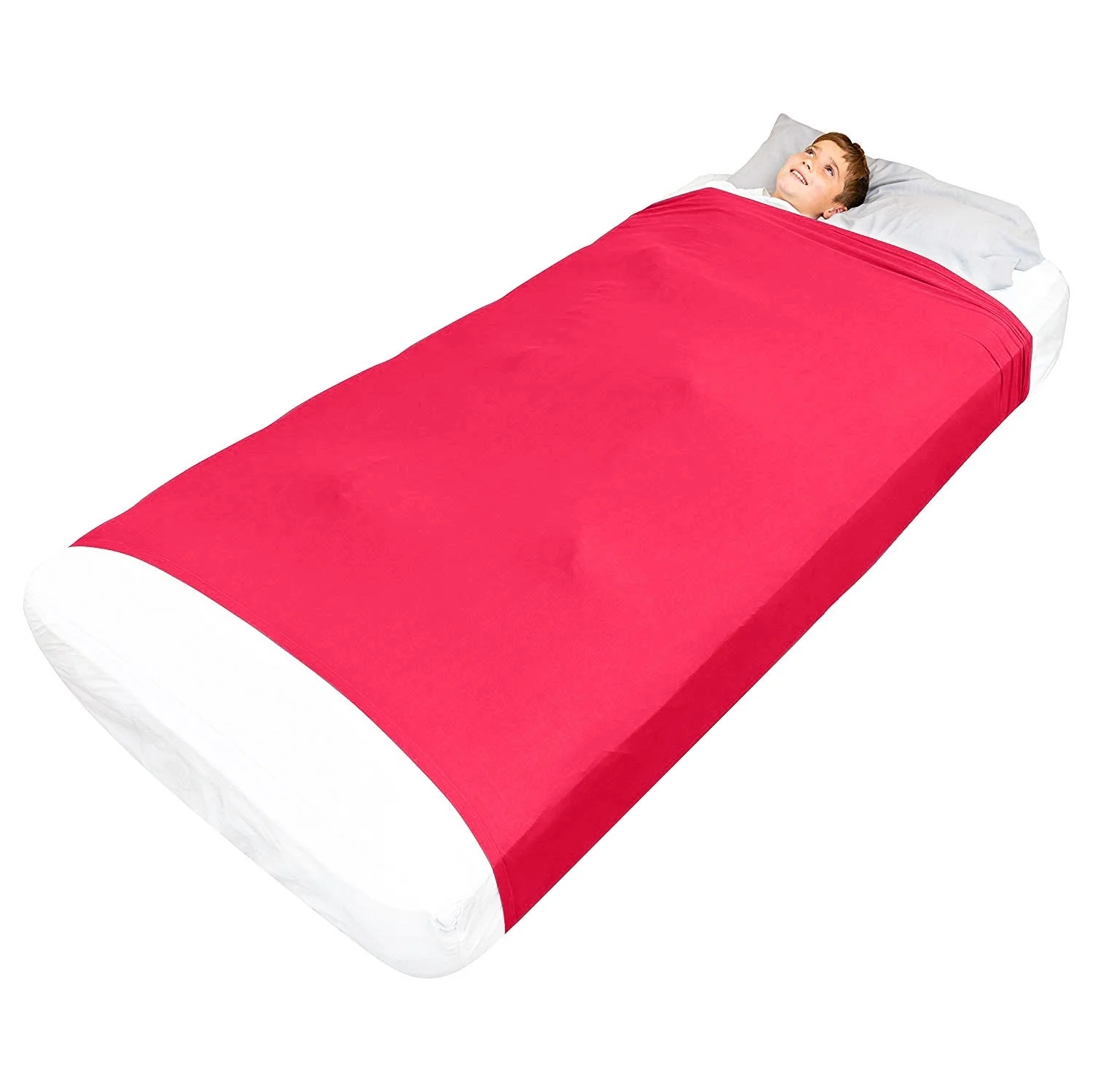 Sensory Bed Sheet for Kids Compression Alternative to Weighted Blankets - Red - Image 9