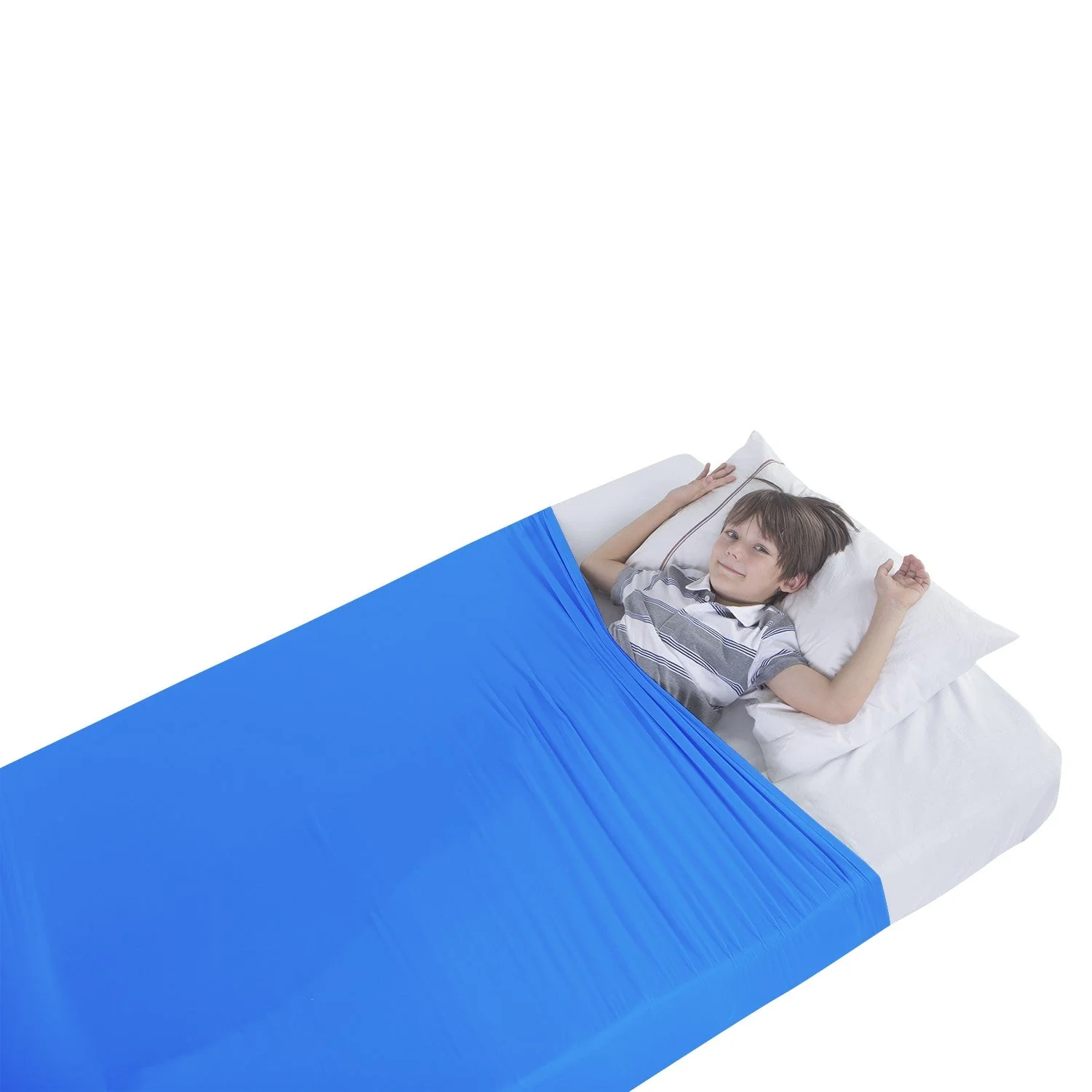 Sensory Bed Sheet for Kids Compression Alternative to Weighted Blankets - Blue - Image 11