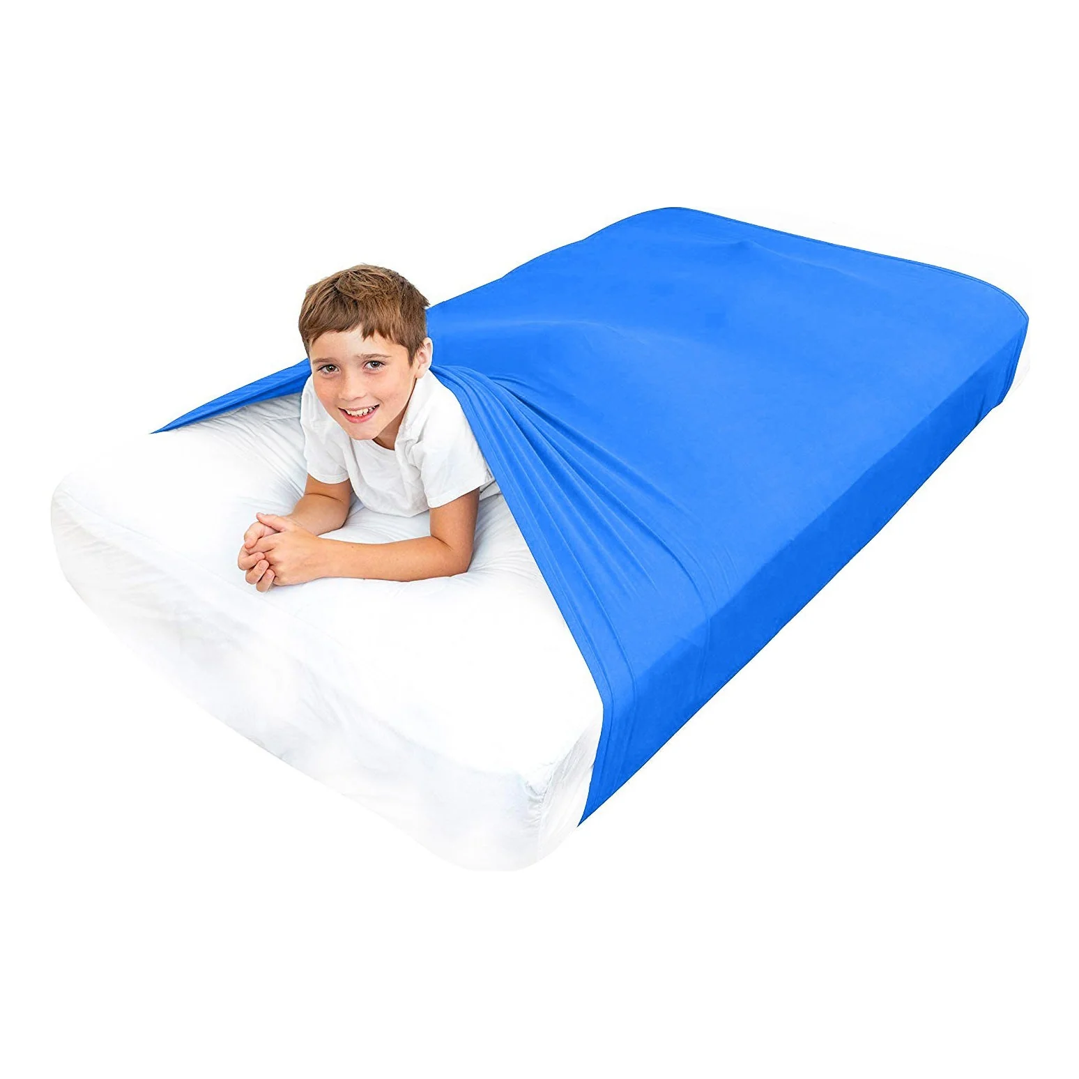 Sensory Bed Sheet for Kids Compression Alternative to Weighted Blankets - Blue - Image 12