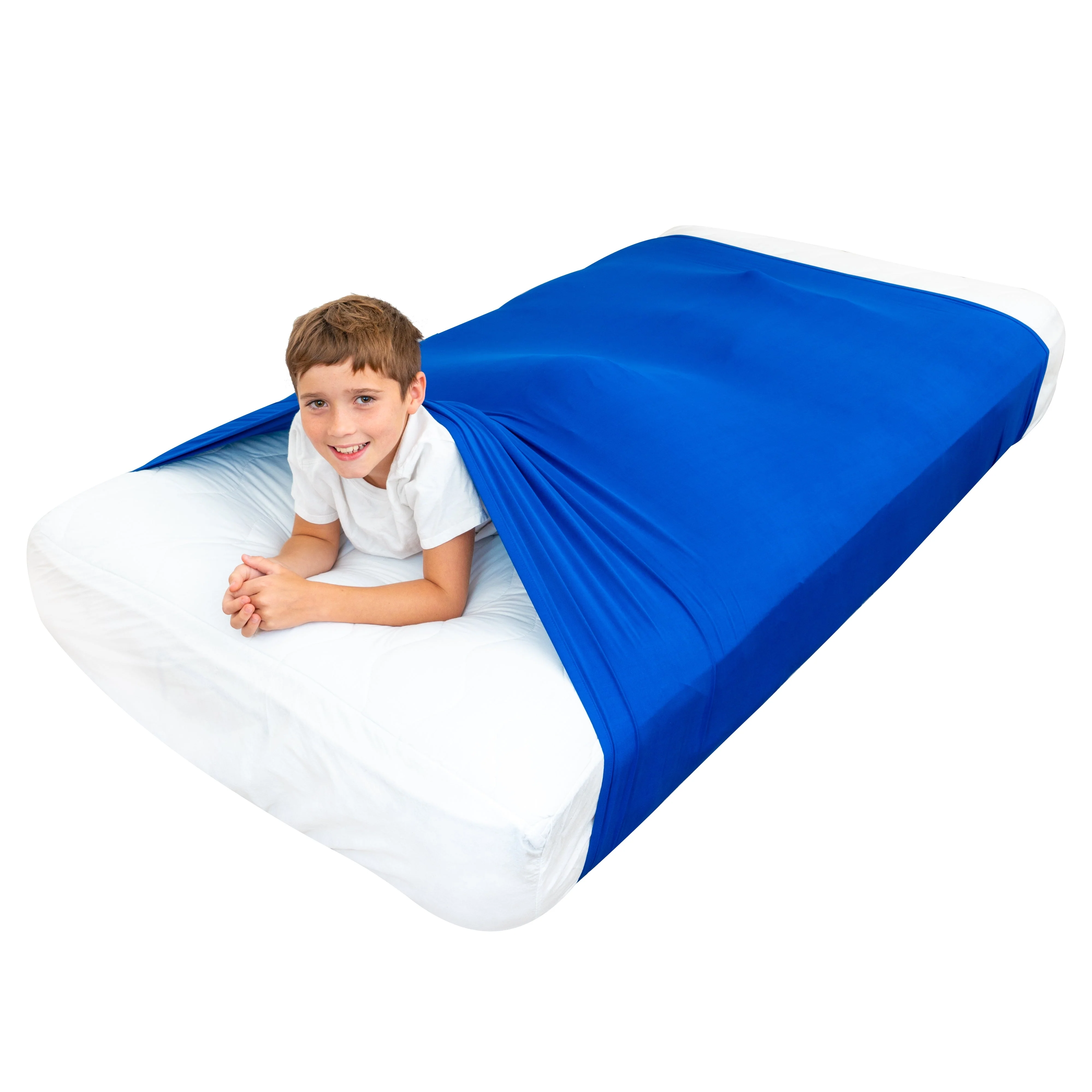 Sensory Bed Sheet for Kids Compression Alternative to Weighted Blankets - Blue - Image 13