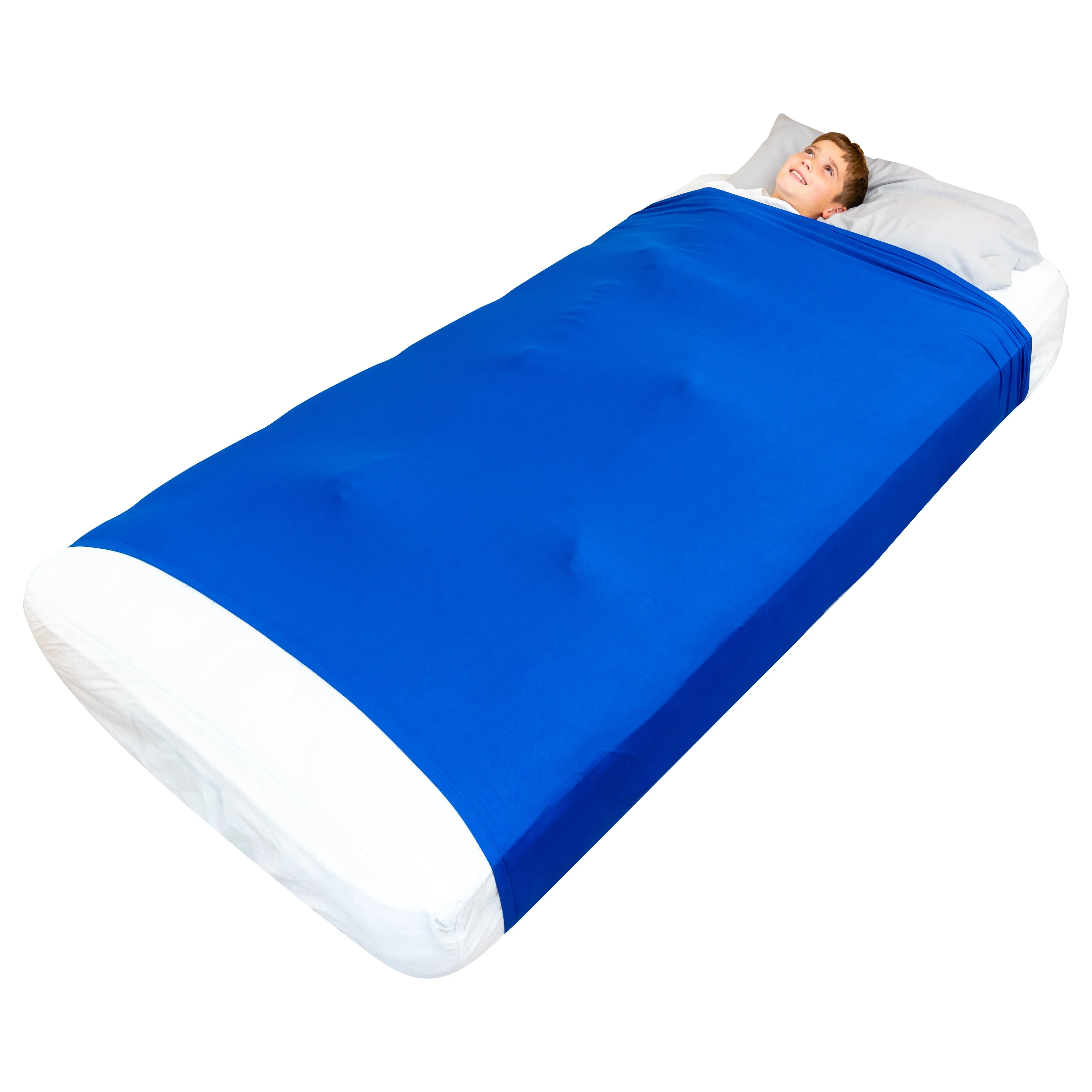 Sensory Bed Sheet for Kids Compression Alternative to Weighted Blankets - Blue - Image 14