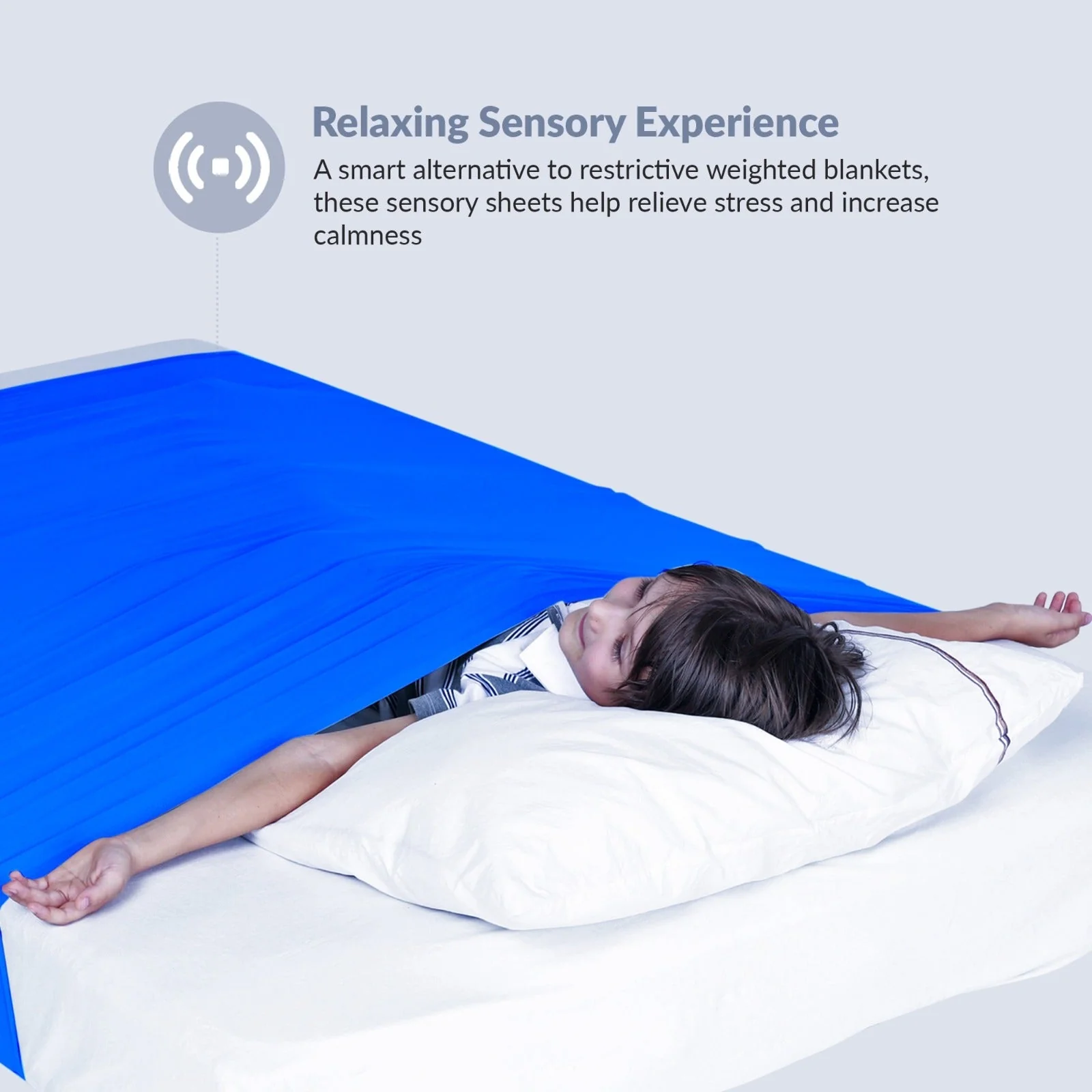 Sensory Bed Sheet for Kids Compression Alternative to Weighted Blankets - Blue - Image 5