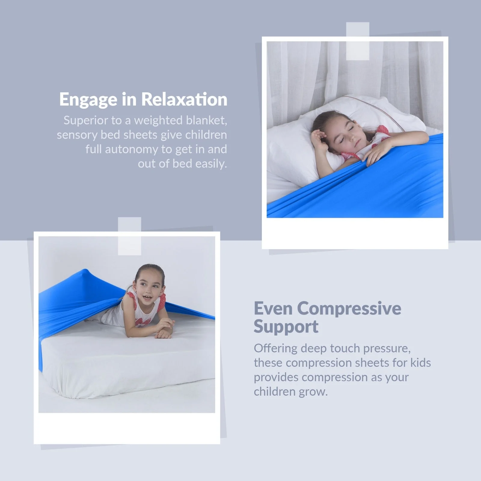 Sensory Bed Sheet for Kids Compression Alternative to Weighted Blankets - Blue - Image 6